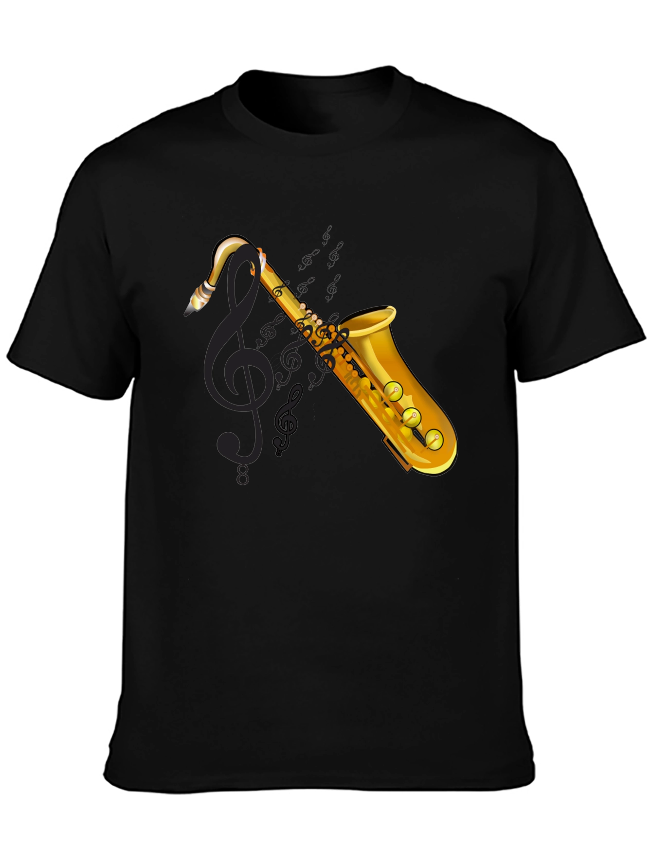 Black Saxophone Graphic Tee - Music Lover's T-Shirt view 3