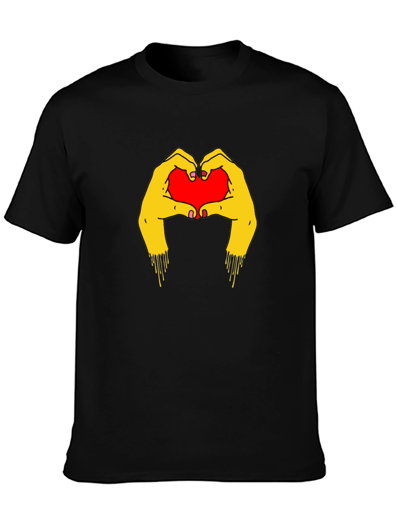 Black Heart Hands Graphic Tee - Trendy Black T-Shirt view 3