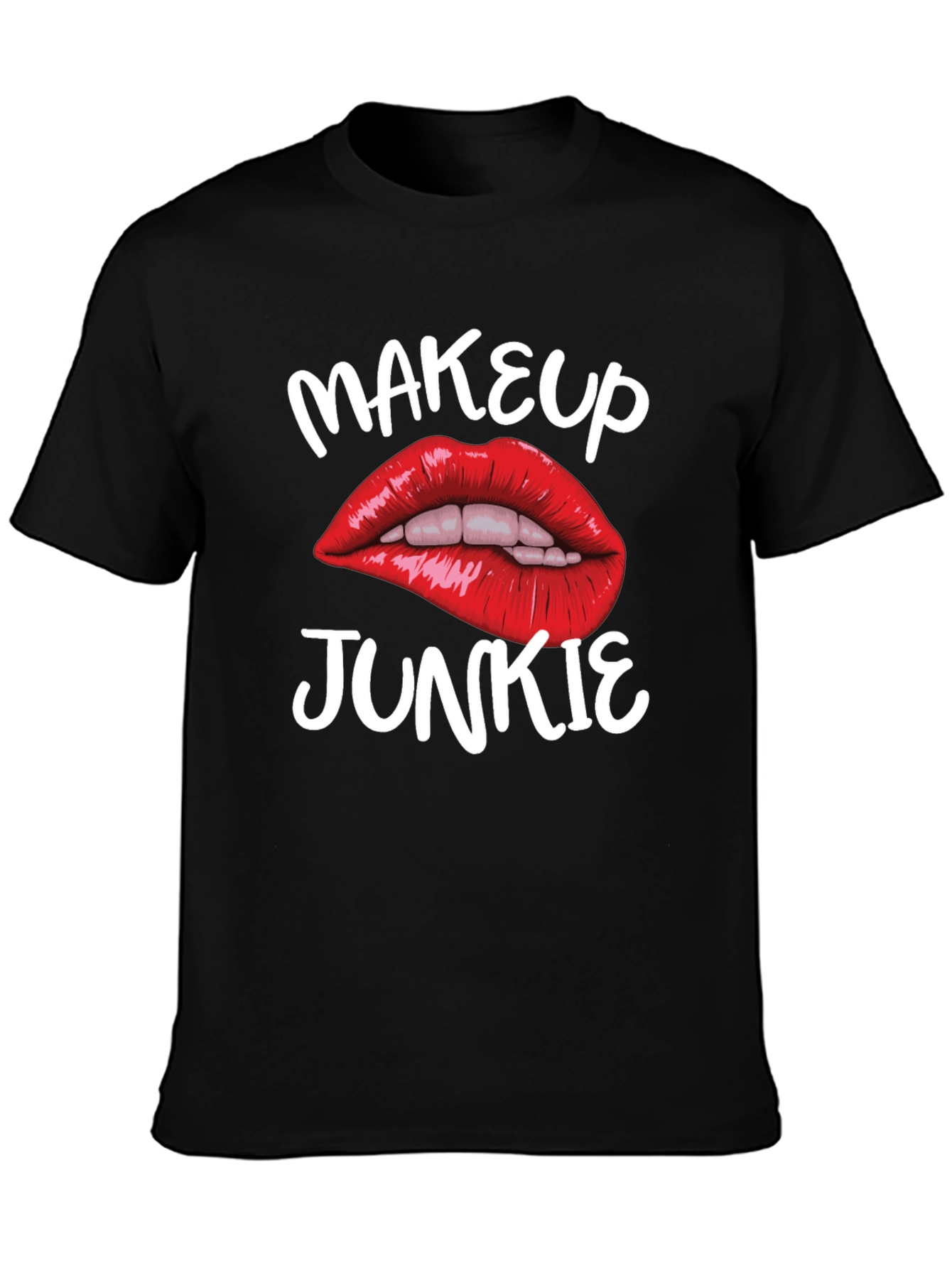 Black Makeup Junkie Graphic Tee - Bold Lips Black T-Shirt view 3
