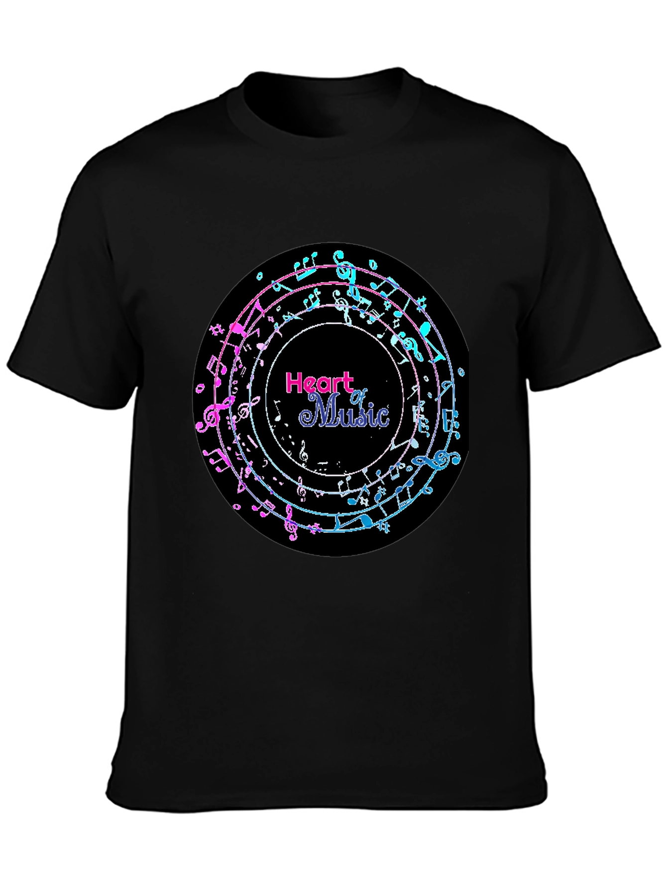 Black Heart of Music Graphic Tee - Black Cotton Casual view 3