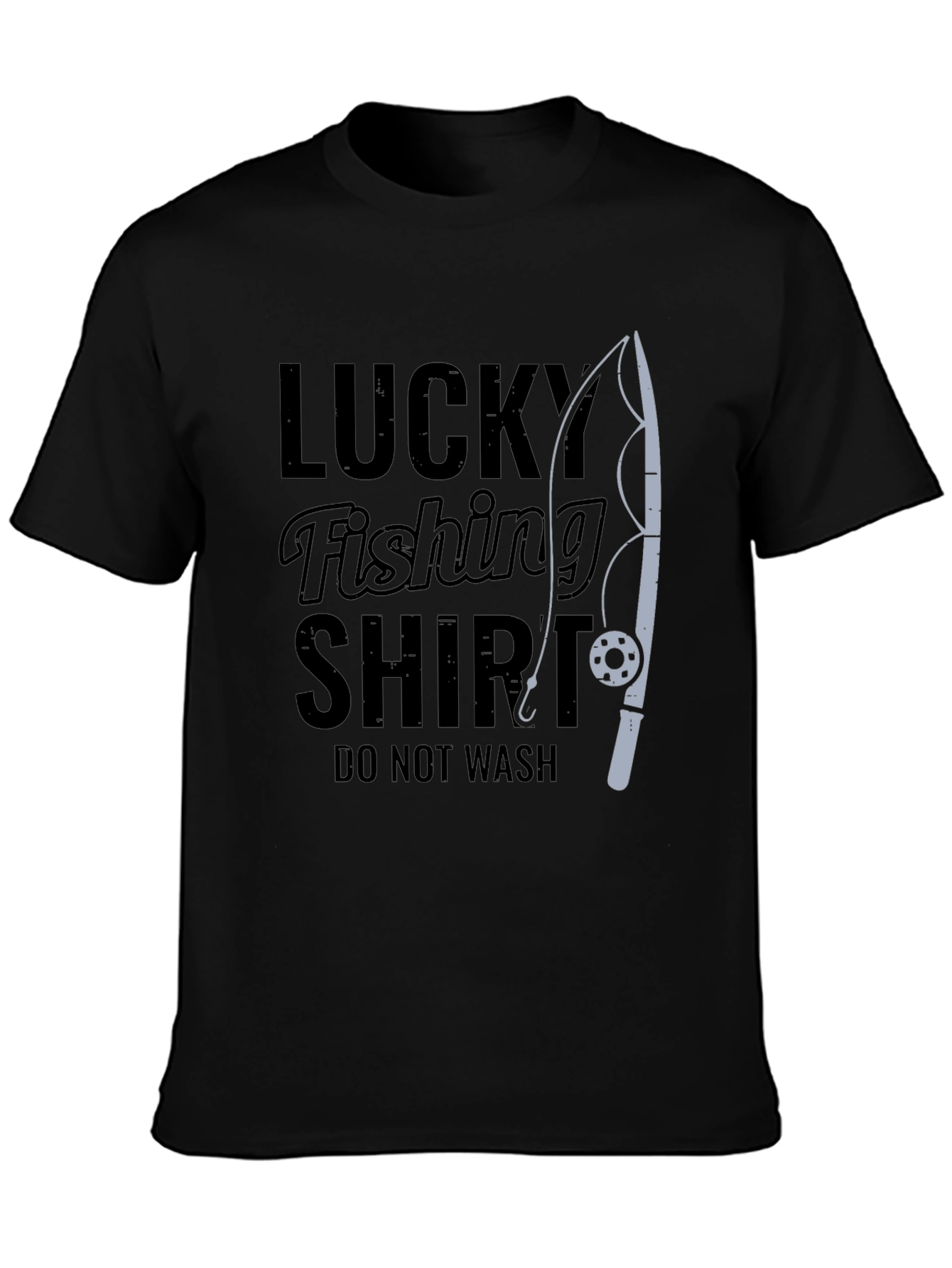 Black Lucky Fishing Shirt - Funny Graphic Tee view 3