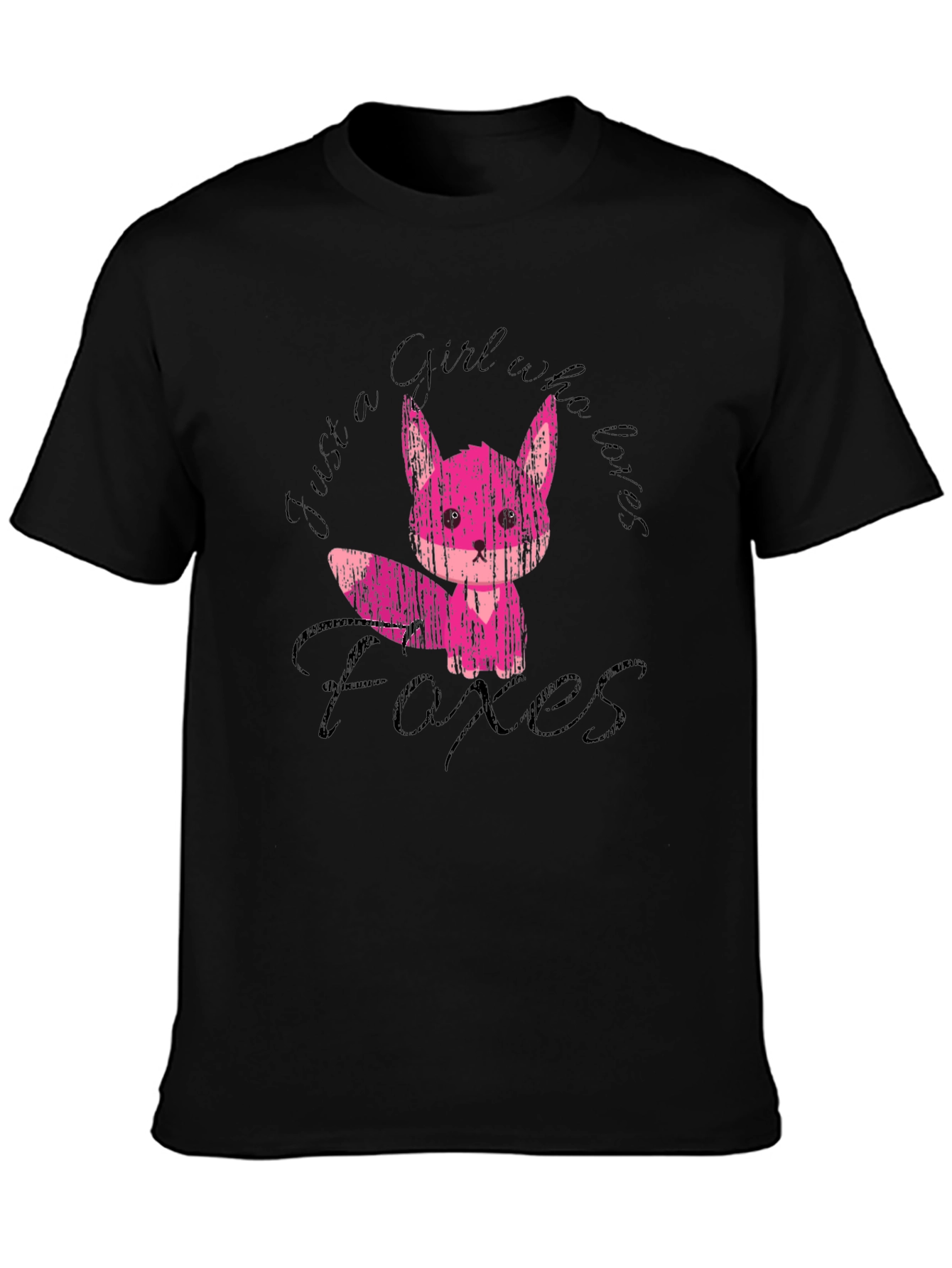 Black Girl Who Loves Foxes Black T-Shirt view 3