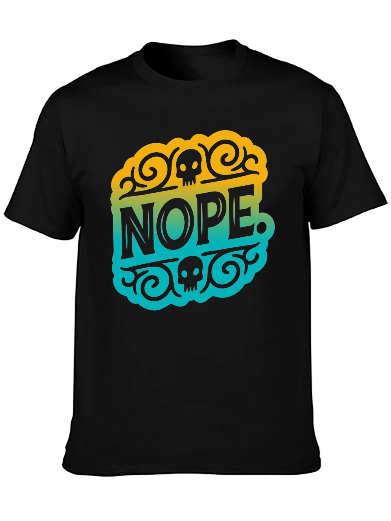 Black Nope Skull Graphic T-Shirt - Funny Sarcastic Tee view 3