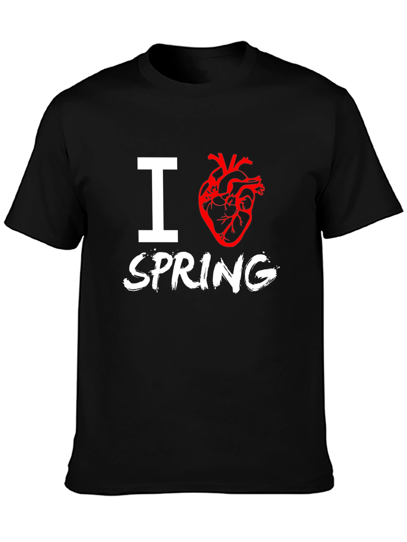 Black I Heart Spring T-Shirt - Black Crew Neck Tee view 3