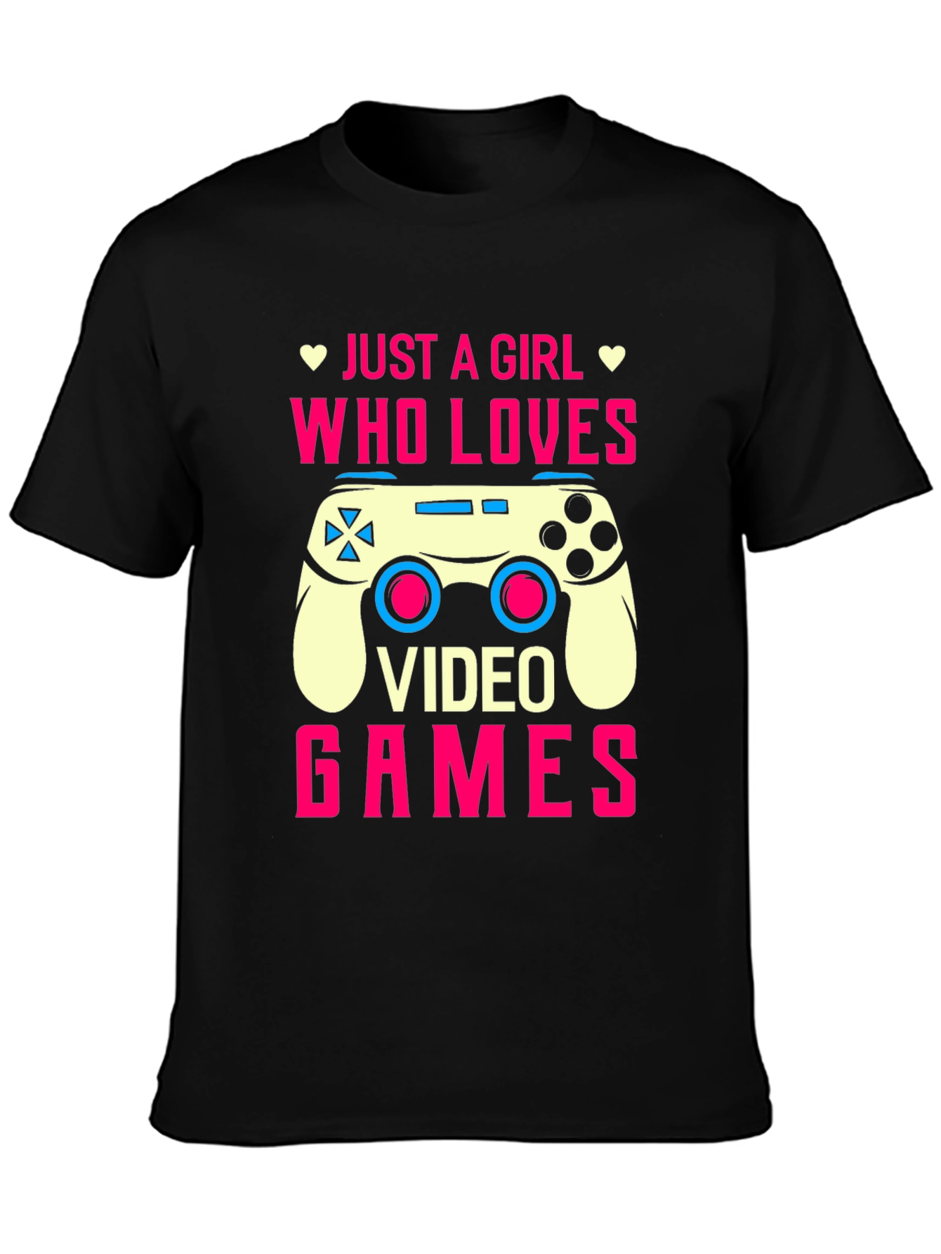 Black Just A Girl Who Loves Video Games T-Shirt view 3