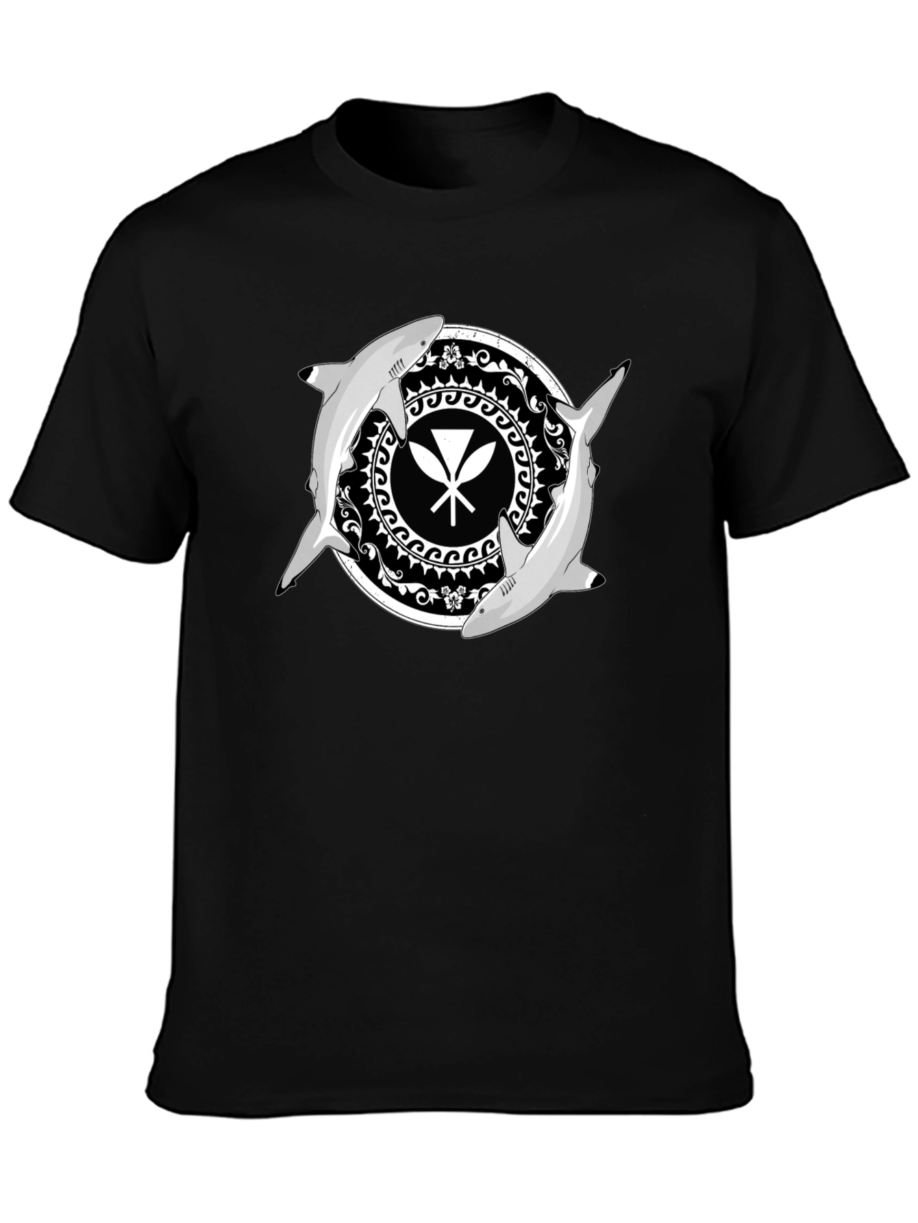 Black Shark Circle Graphic Tee - Black view 3