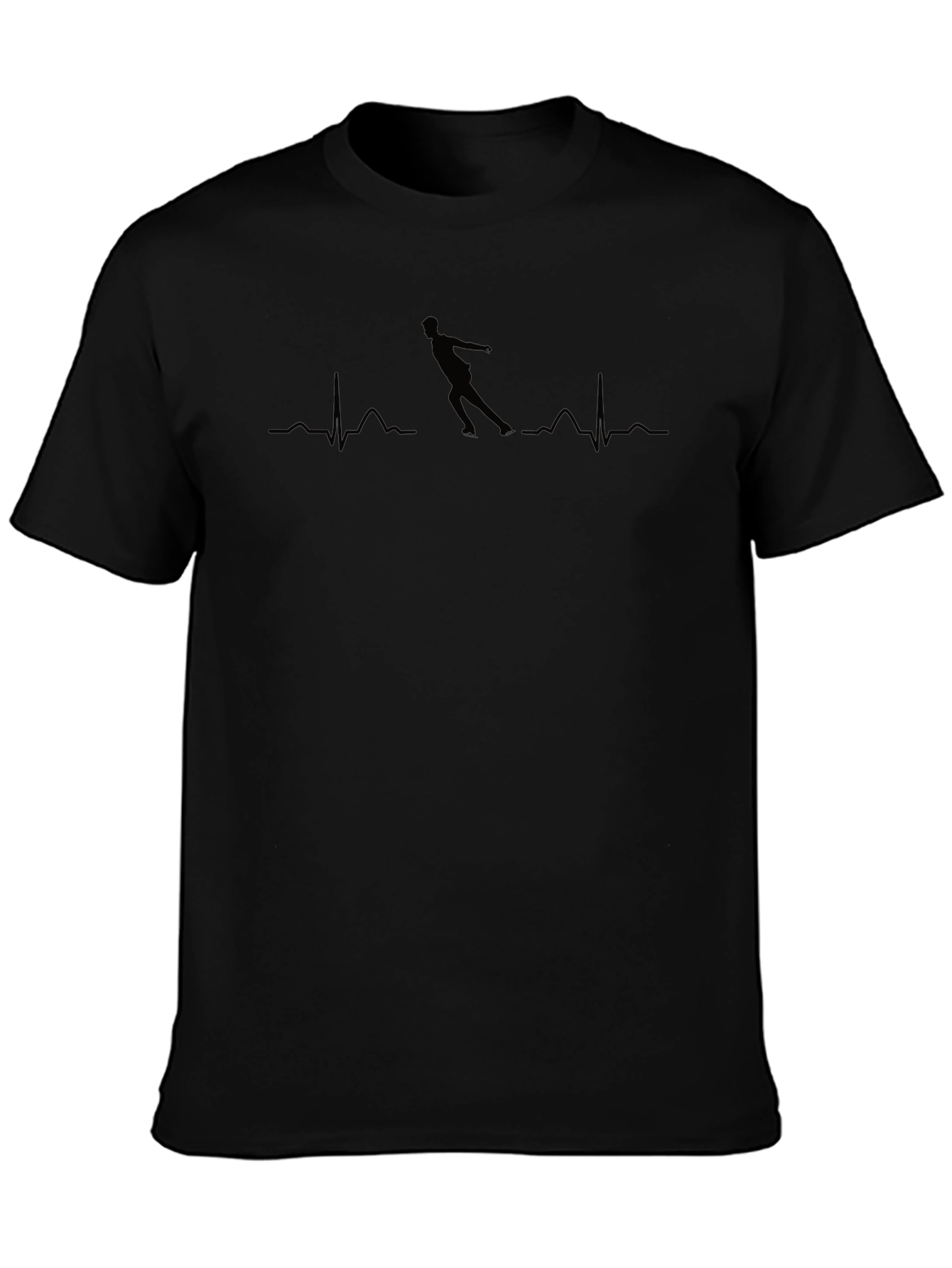 Black Roller Skating Heartbeat T-Shirt - Black view 3