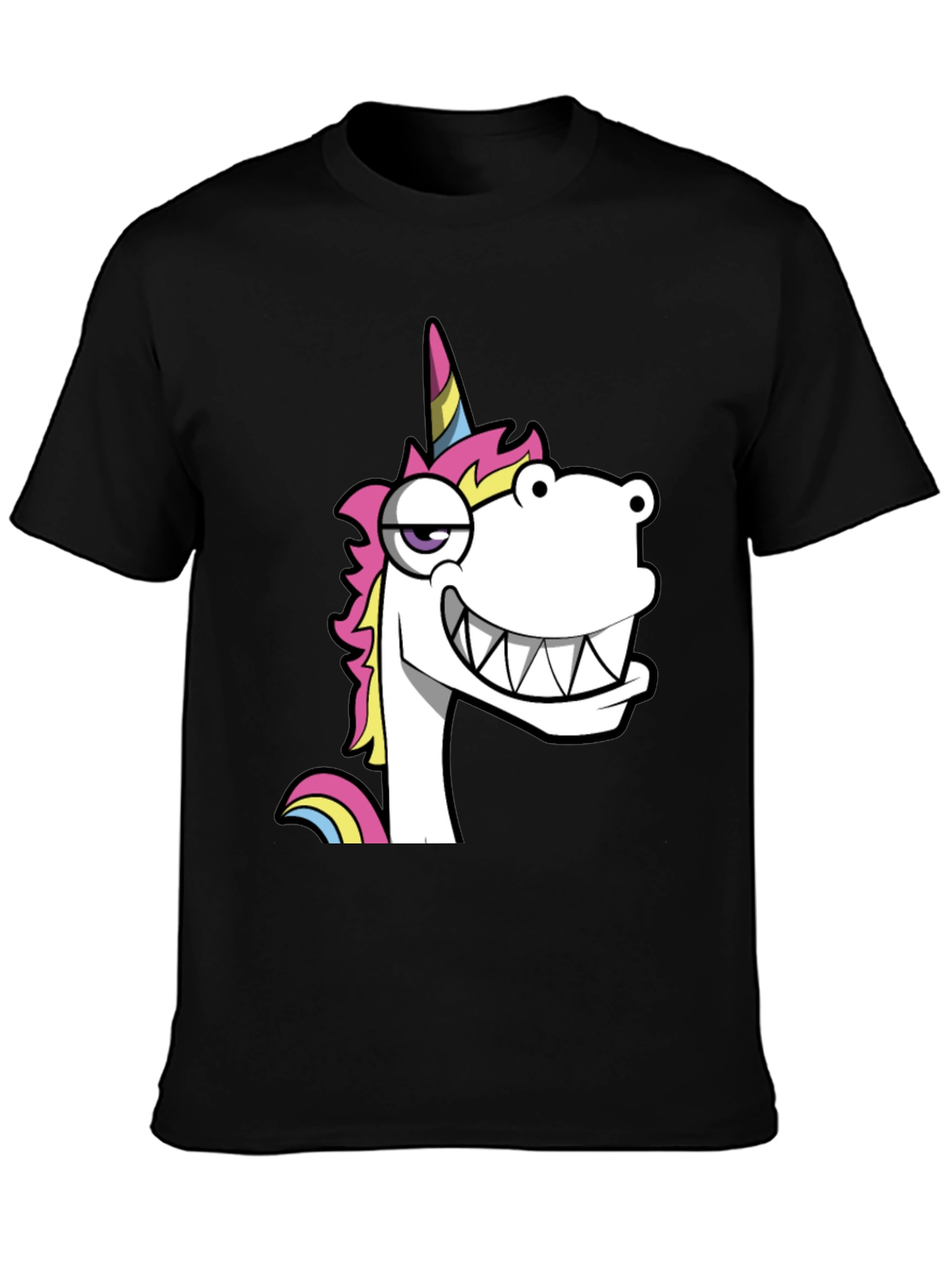 Black Funny Unicorn Graphic Black T-Shirt view 3