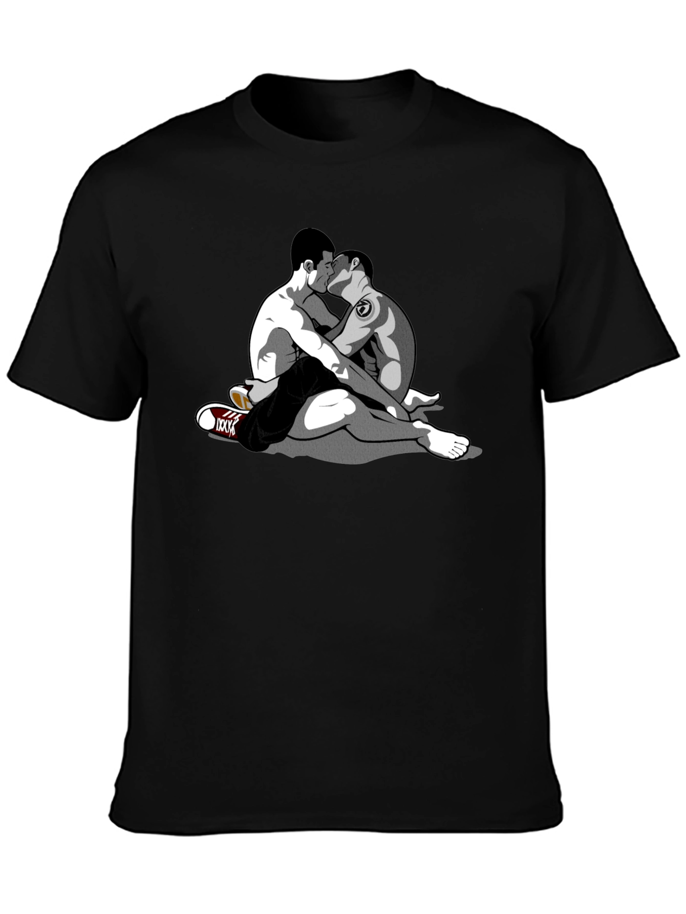Black Embrace Tee - Graphic Gay Kiss Design view 3