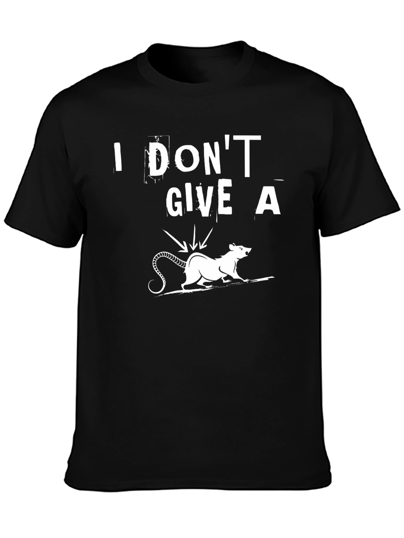 Black I Don't Give a Rat's Rear End Funny T-Shirt view 3