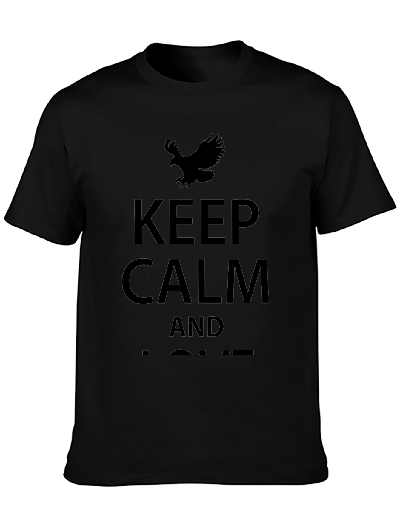 Keep Calm Eagle Graphic T-Shirt - Black - 3