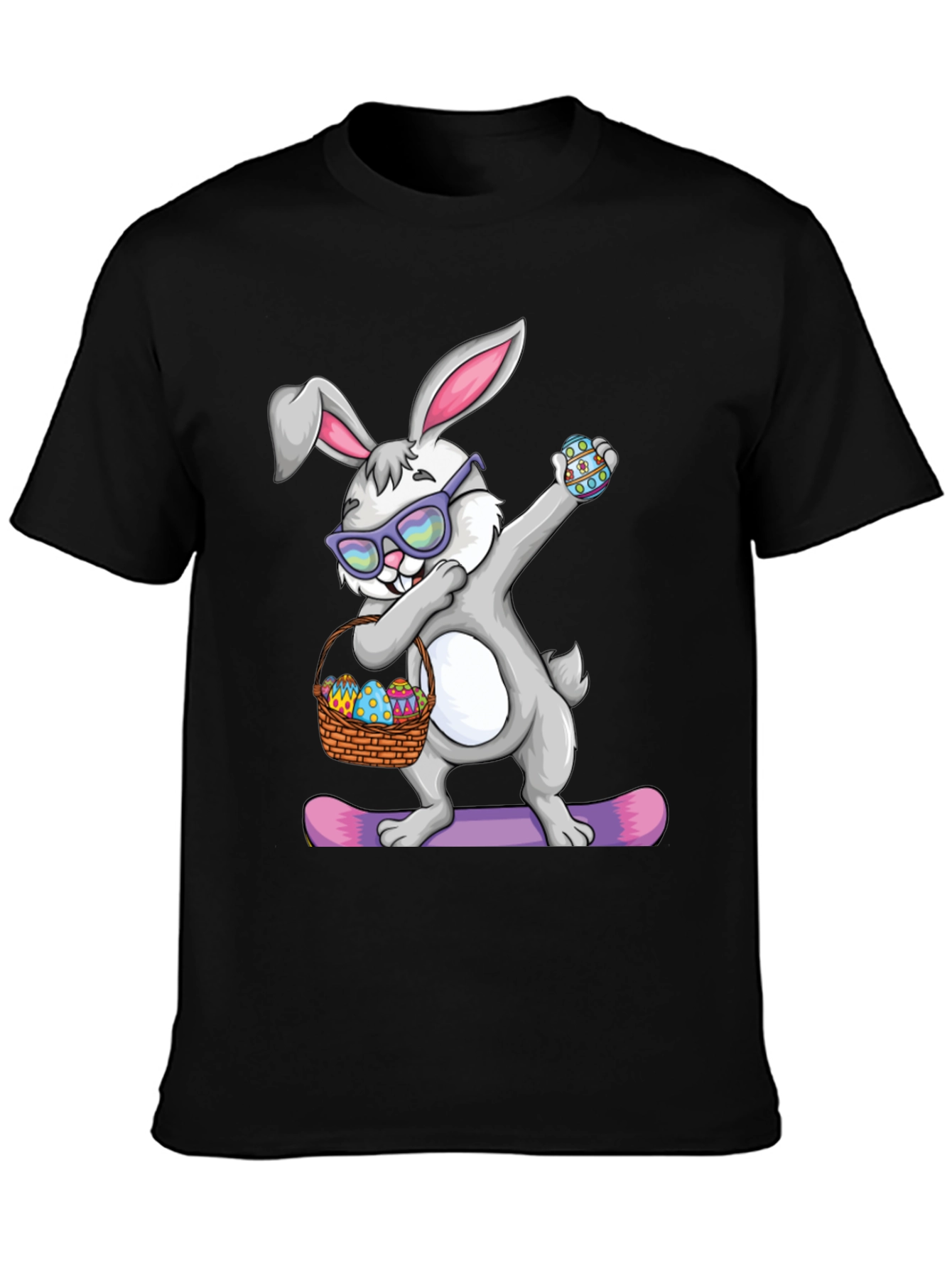 Black Dabbing Easter Bunny T-Shirt view 3