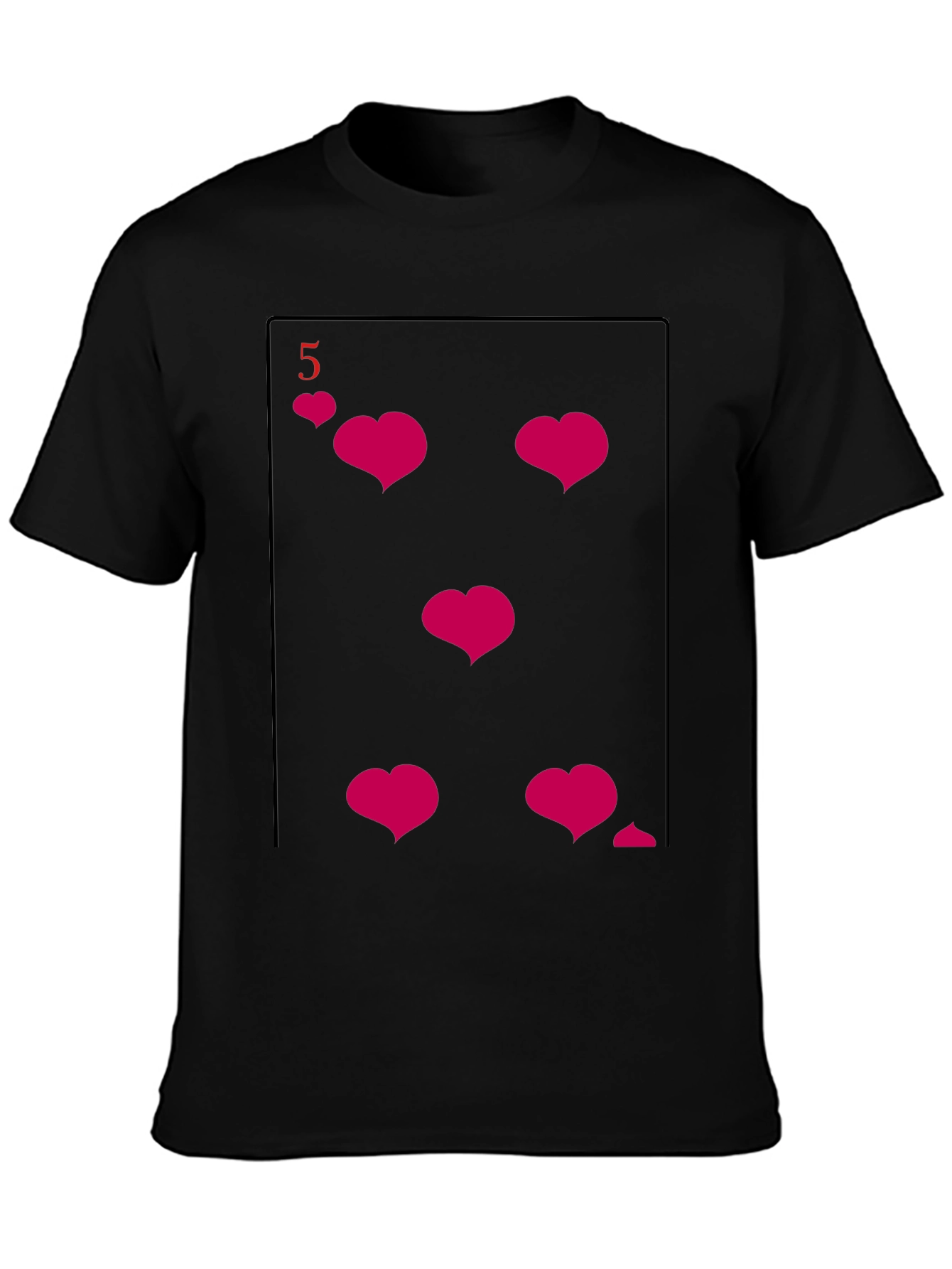 Black Five of Hearts Graphic Tee - Fun & Unique Design view 3