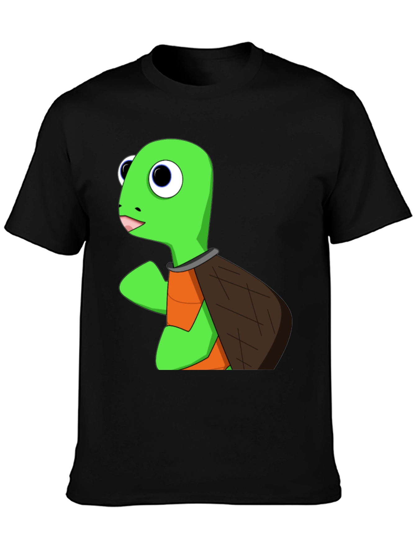 Black Cartoon Turtle Graphic Tee - Black view 3