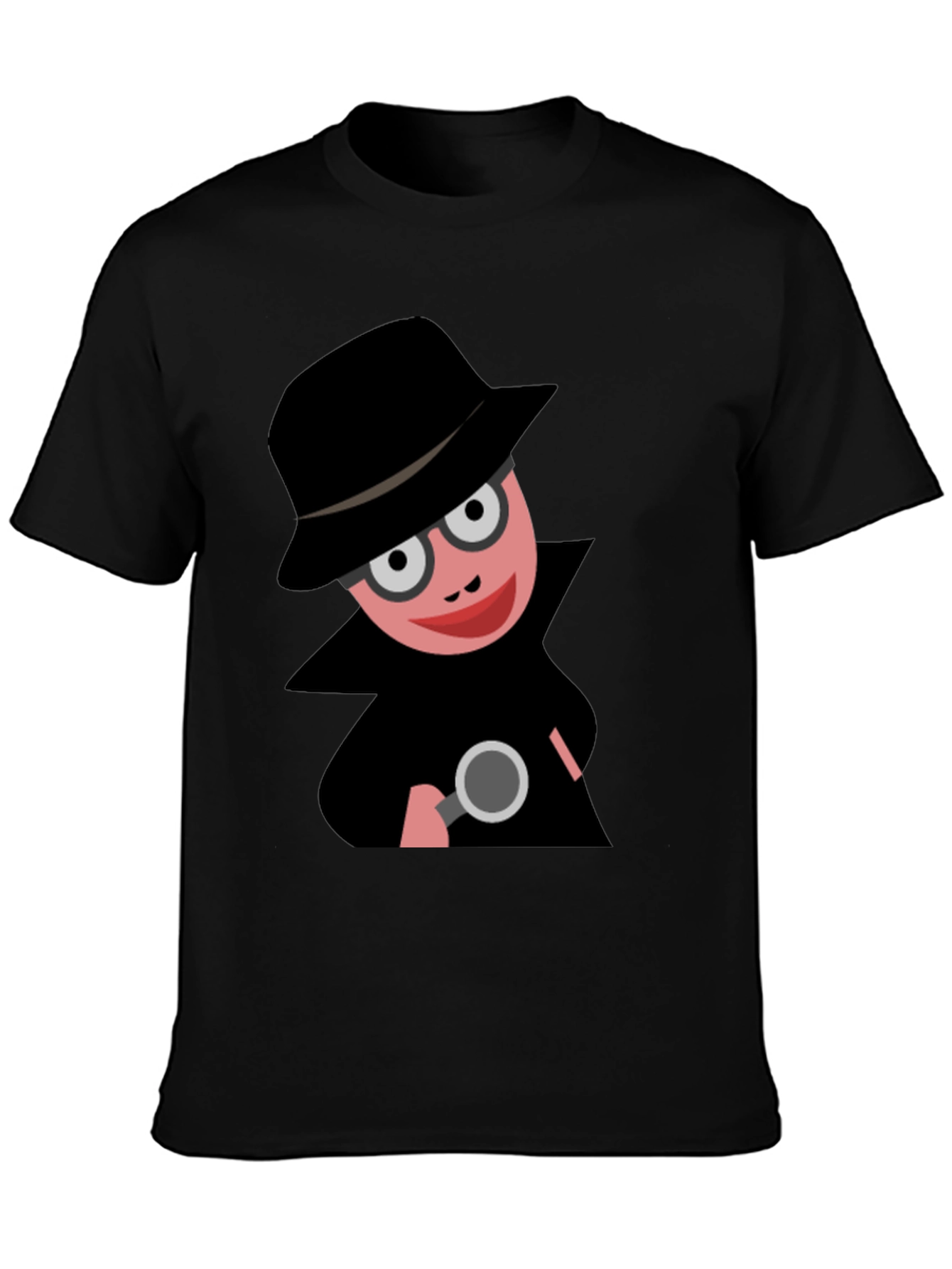 Black Cartoon Detective T-Shirt: Funny Spy Design view 3