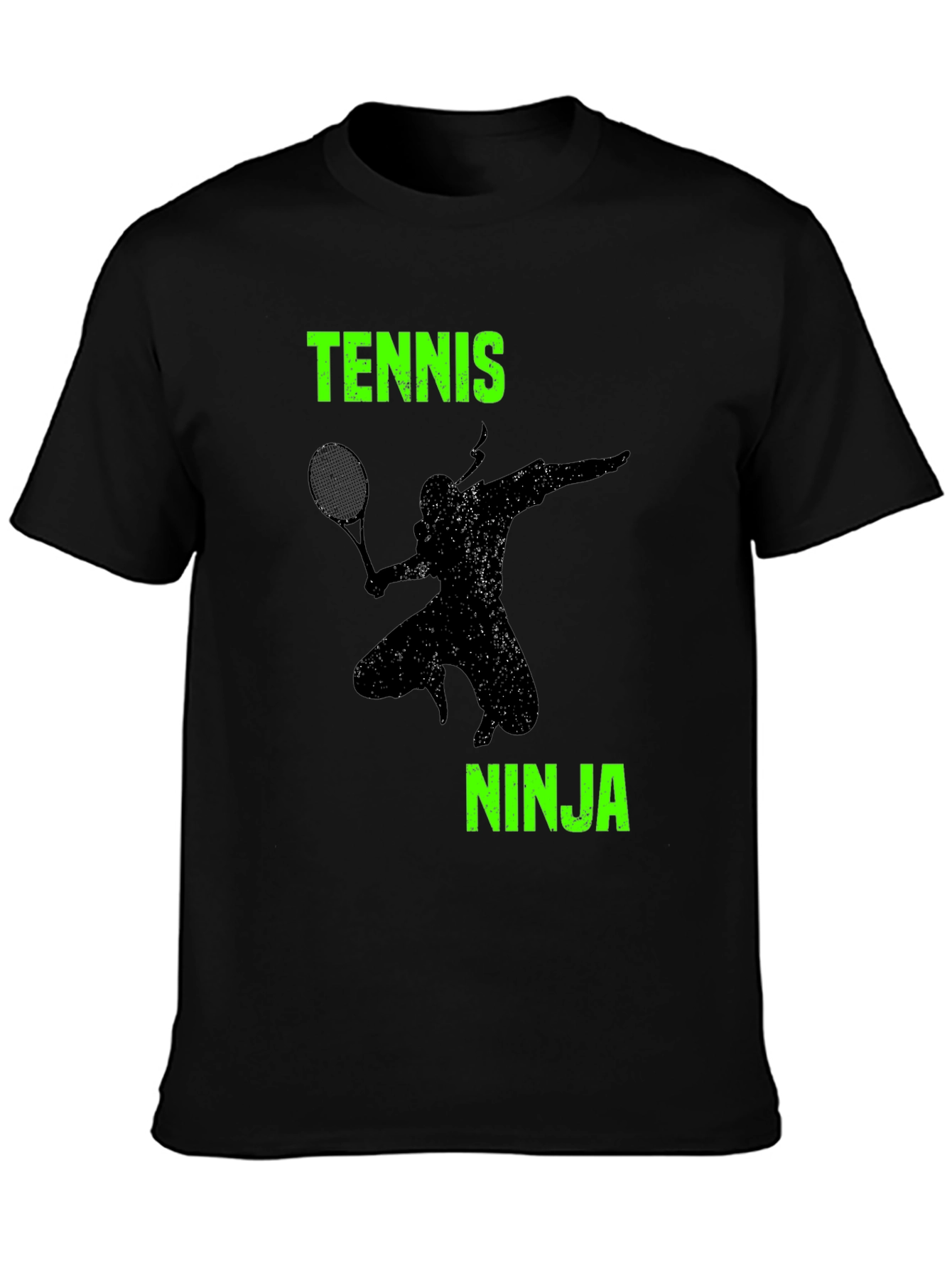 Black Tennis Ninja T-Shirt: Stealth Ace Style view 3