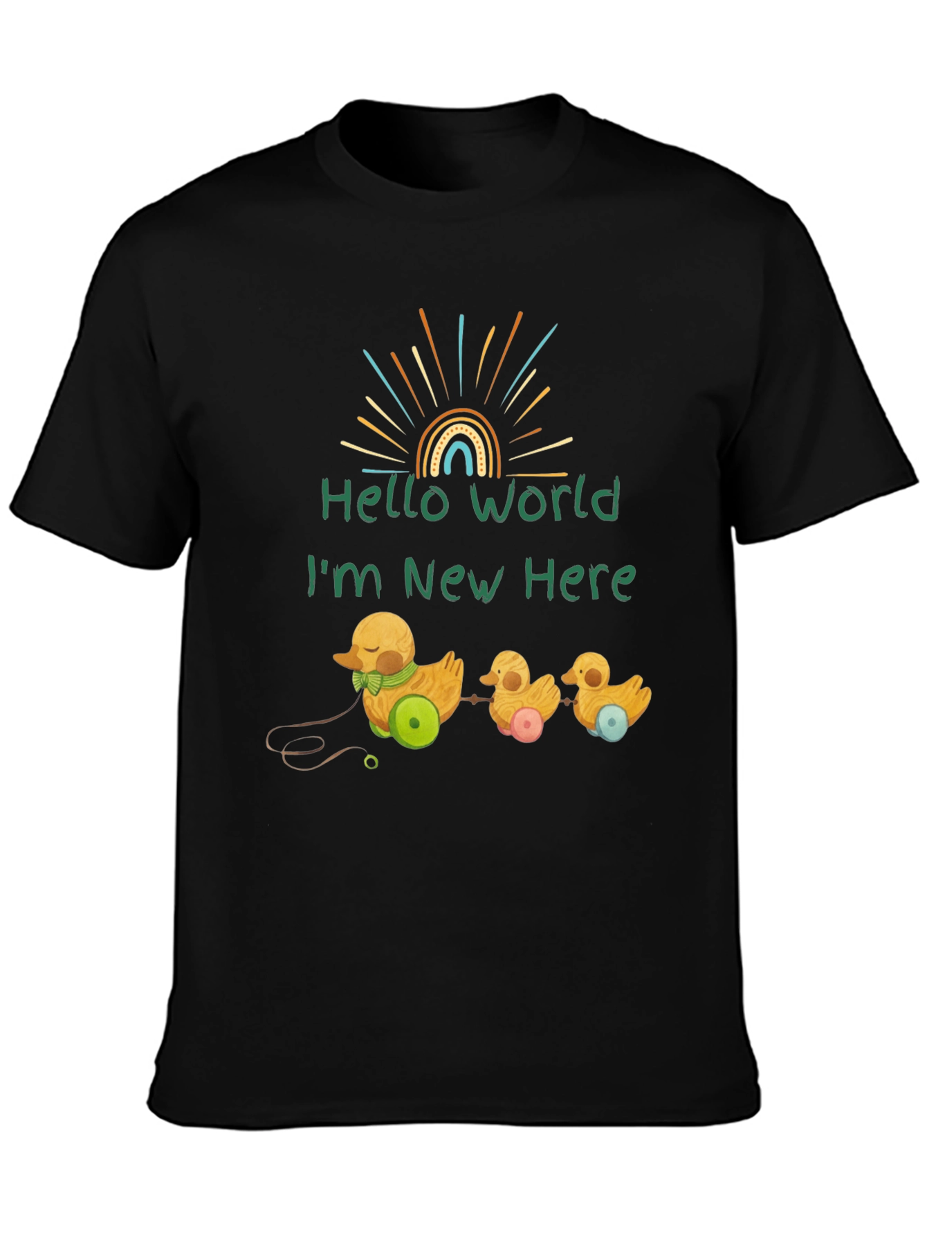 Black Hello World Duckling T-Shirt - Soft Cotton Tee view 3