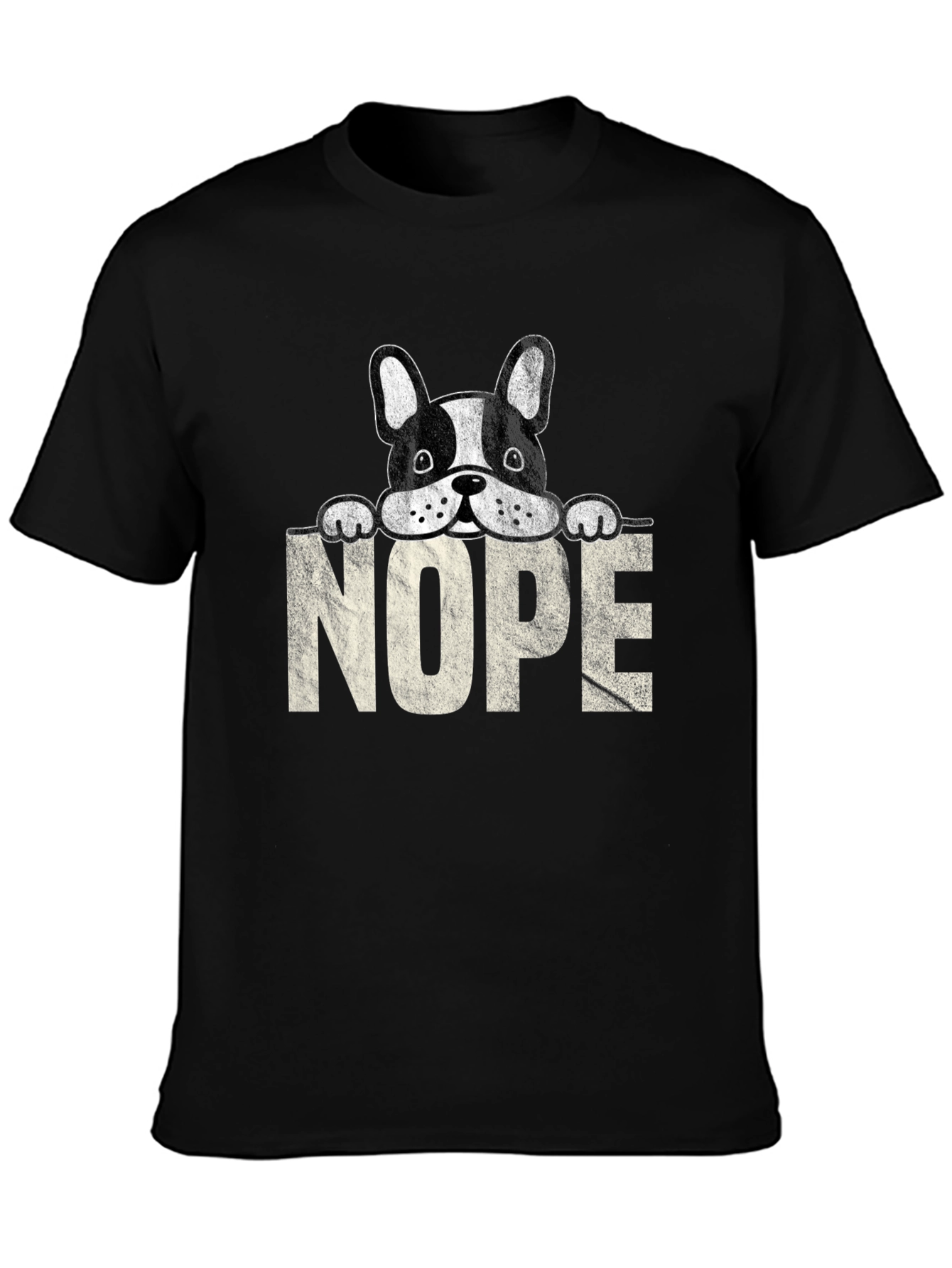 Black Nope Dog T-Shirt - Funny Graphic Tee view 3