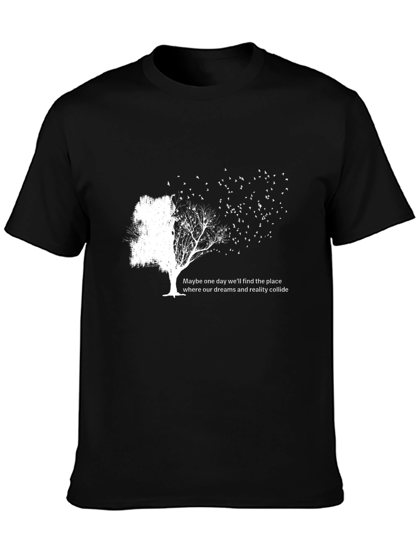 Black Dream & Reality Tree Graphic Black T-Shirt view 3