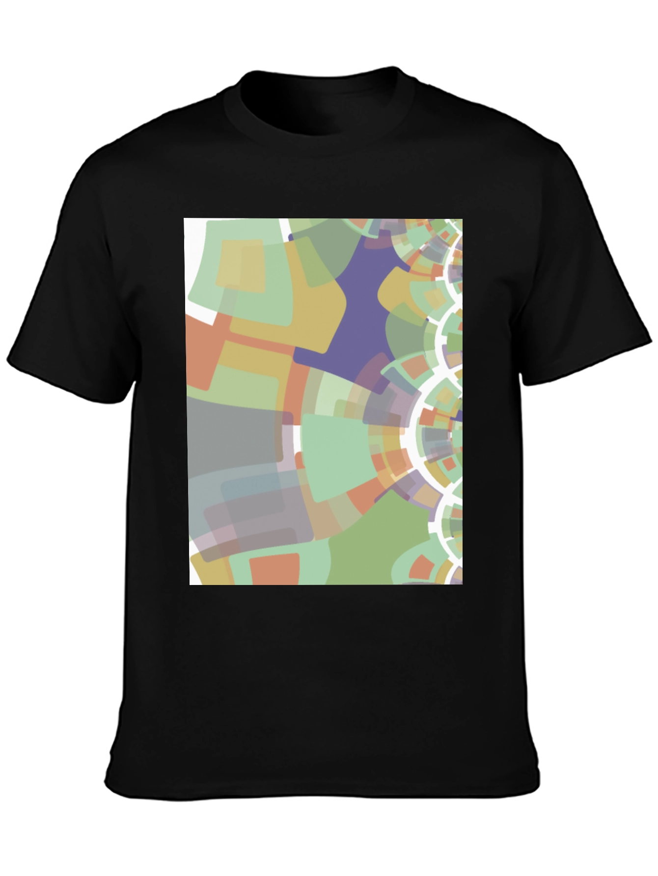 Black Abstract Geometric Graphic Print Black T-Shirt view 3