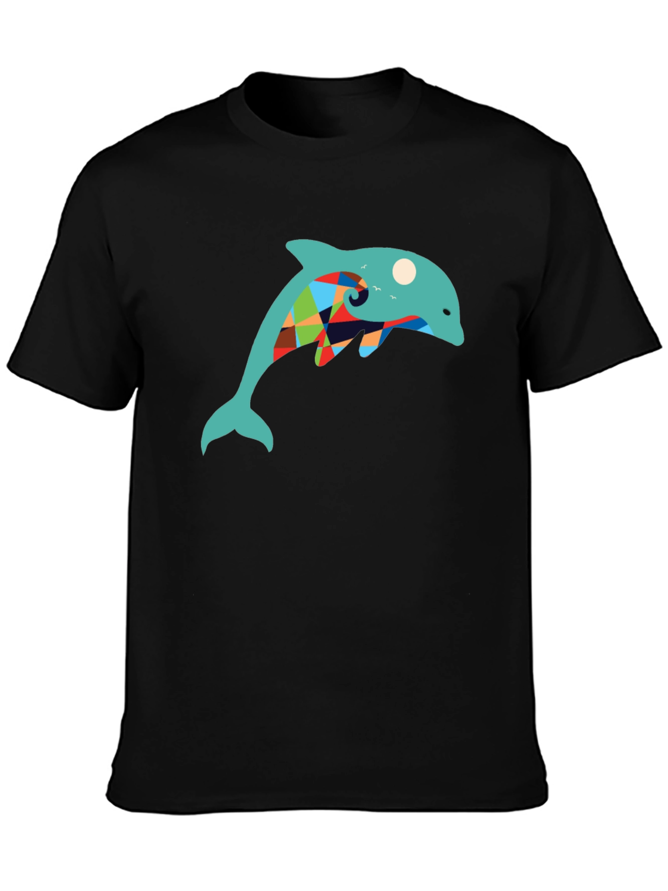 Black Dolphin Graphic Print Tee - Stylish Black T-Shirt view 3