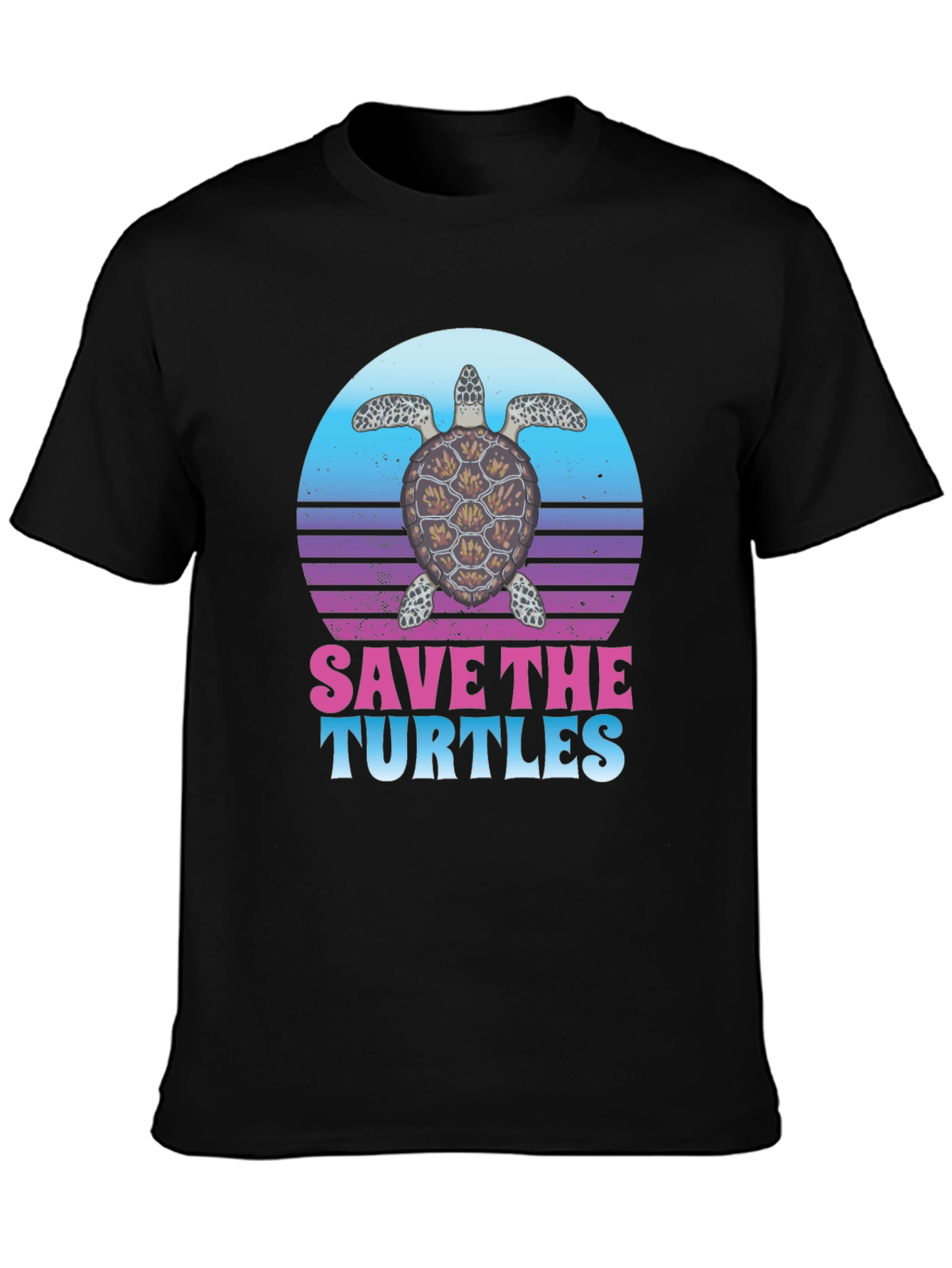Black Save the Turtles Graphic T-Shirt view 3