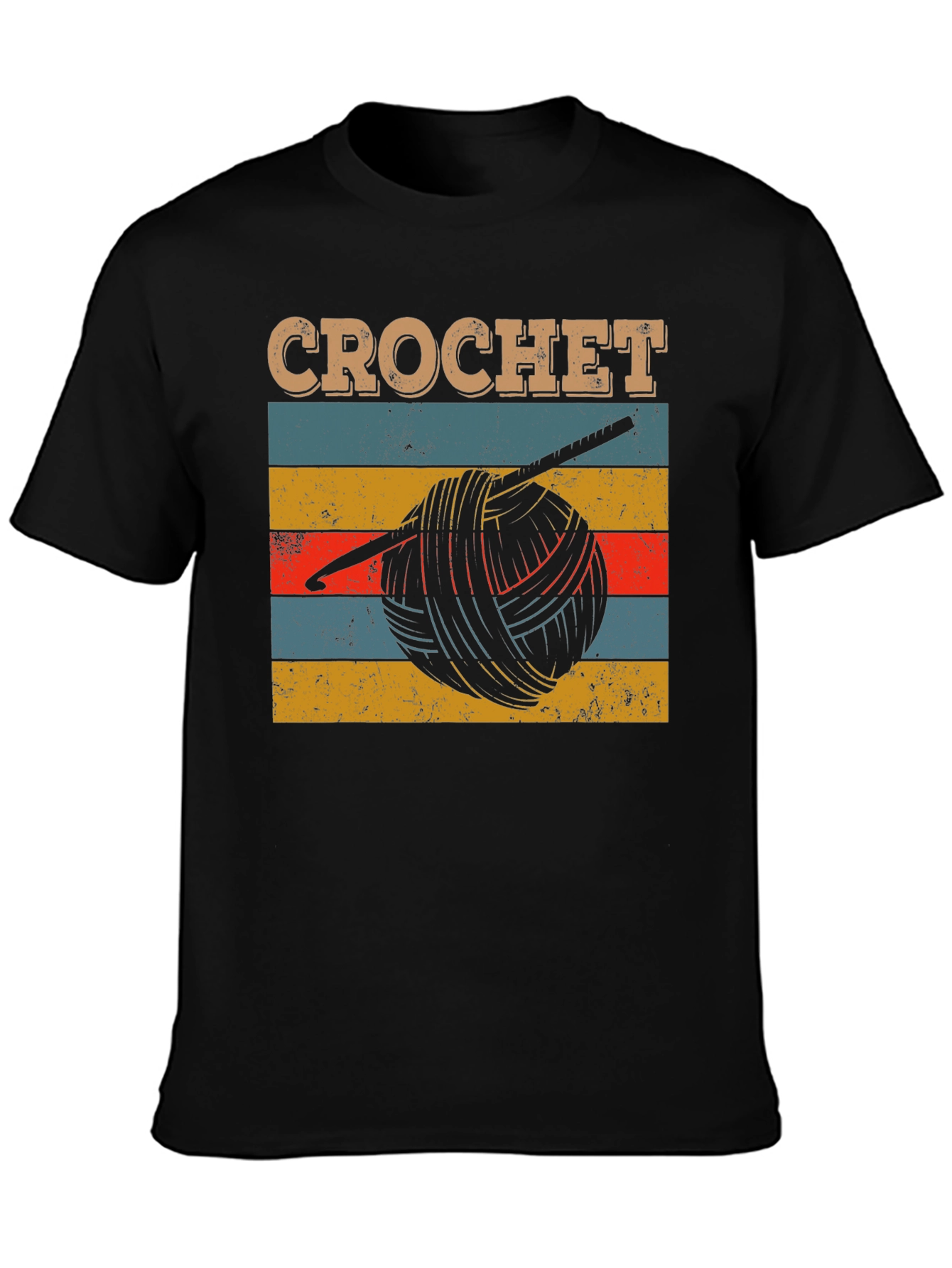 Black Vintage Crochet T-Shirt - Yarn and Hook Design view 3