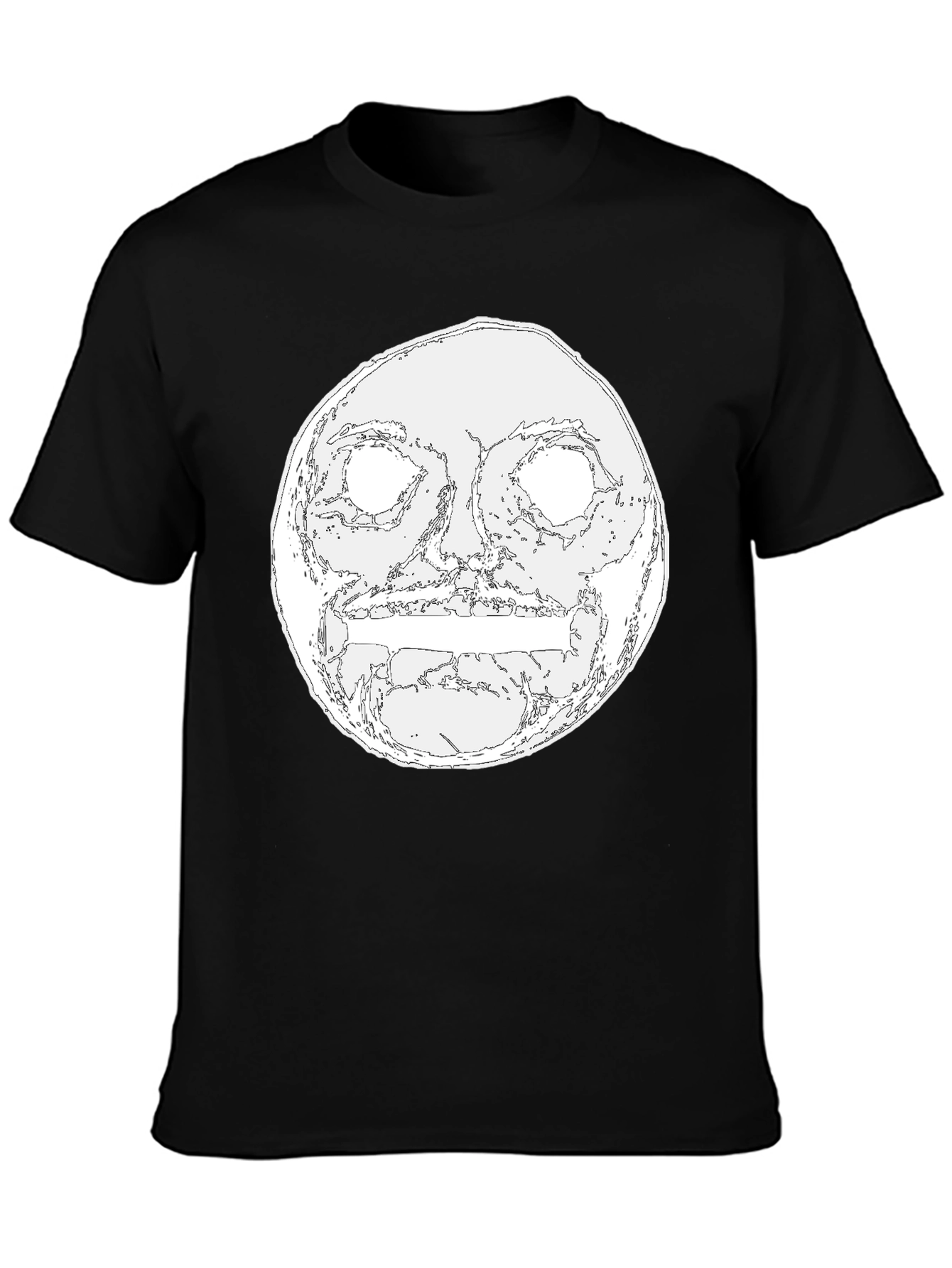 Black Men's Black Graphic Tee - Moon Face Design view 3