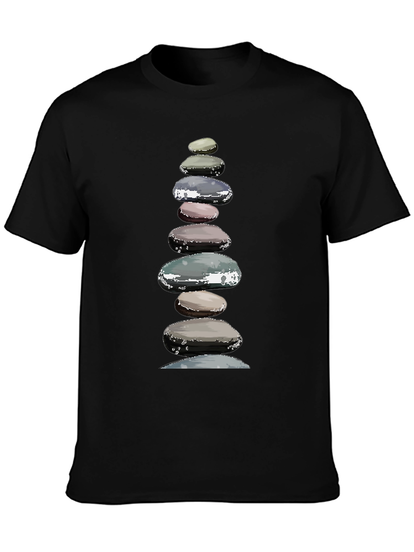 Black Zen Stone Stack Graphic T-Shirt view 3