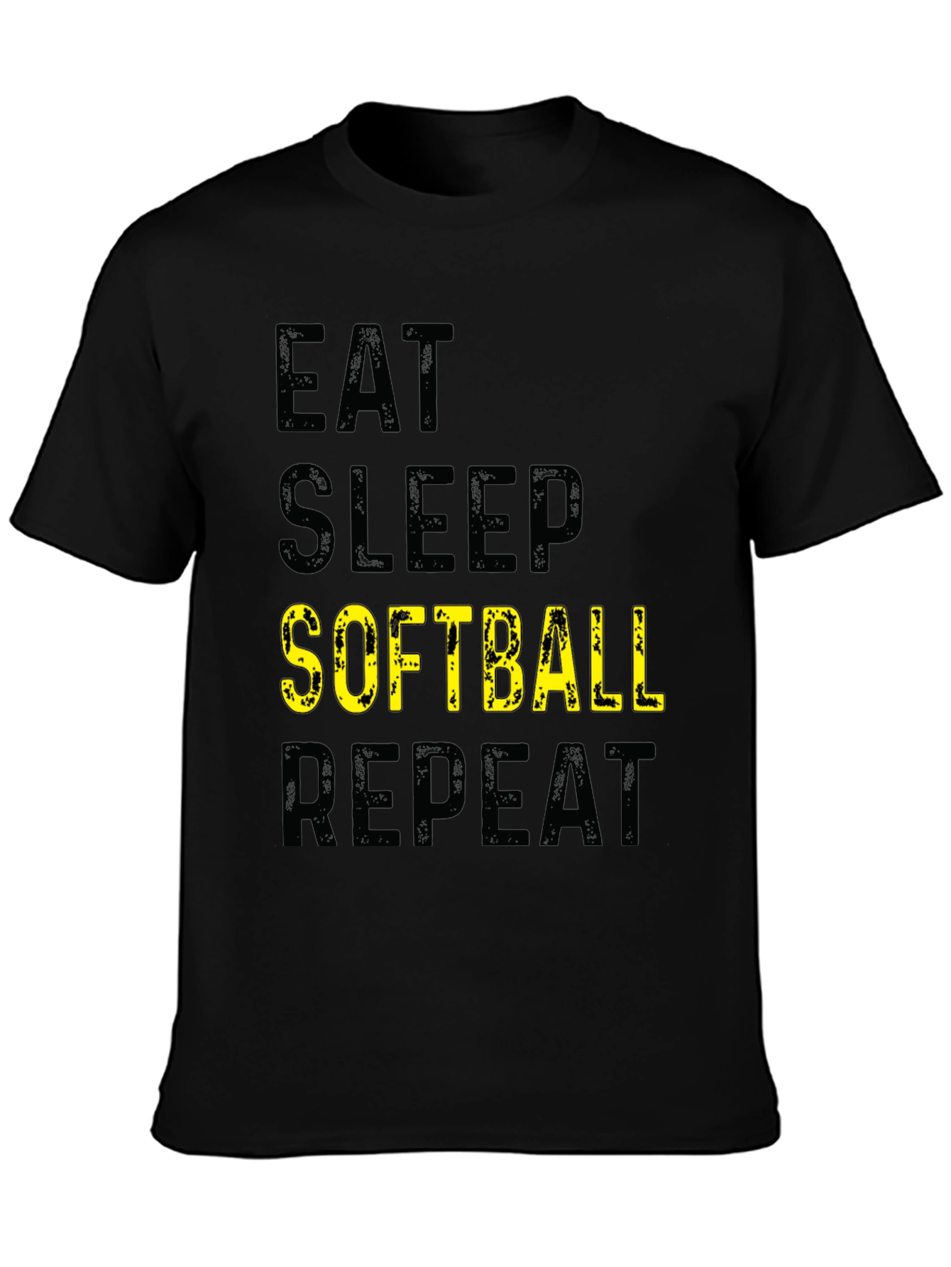 Black Eat Sleep Softball Repeat T-Shirt view 3