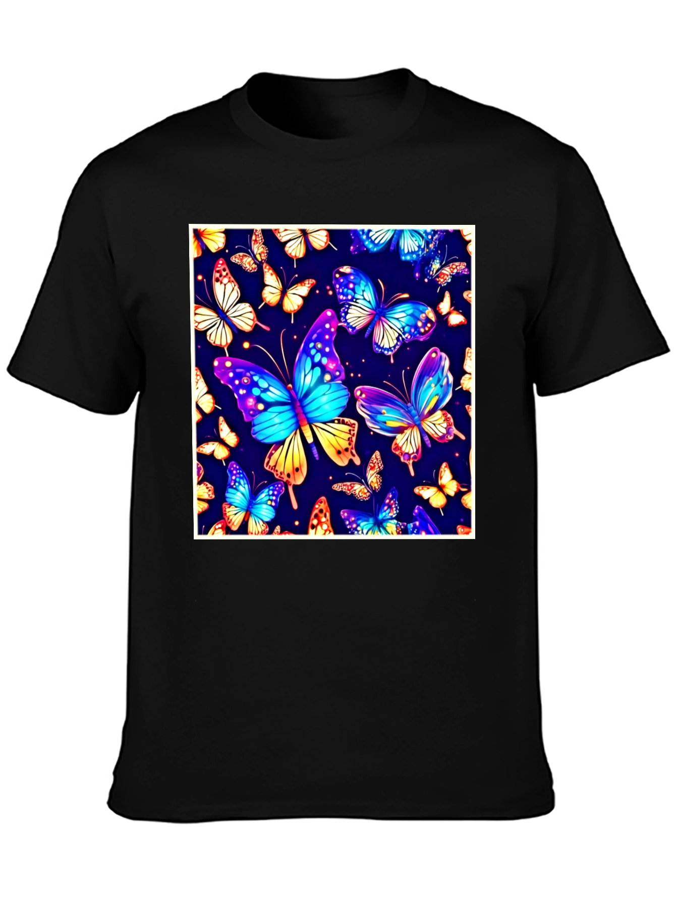 Black Butterfly Print T-Shirt - Vibrant Graphic Tee view 3