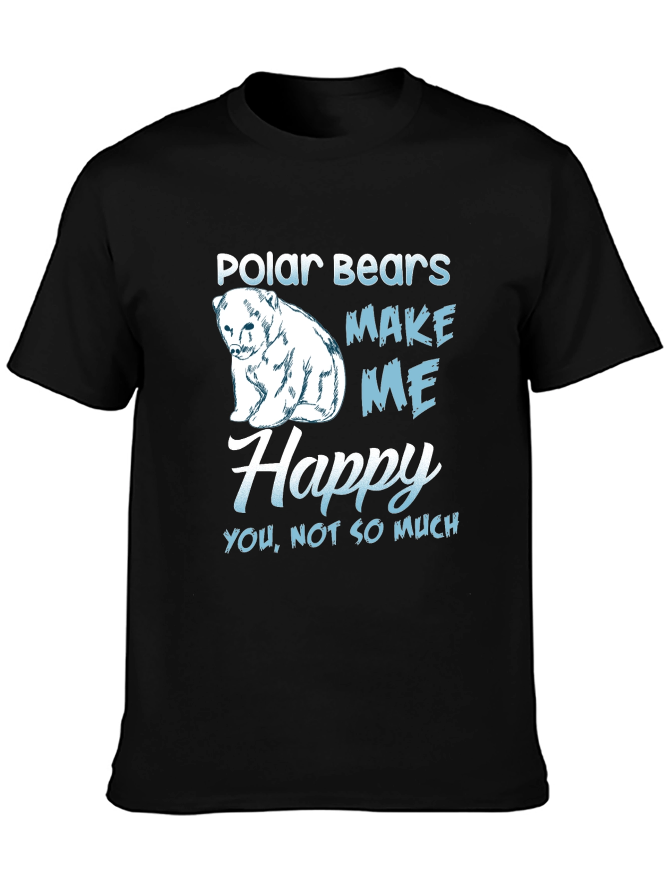 Black Polar Bear Graphic T-Shirt - Makes Me Happy view 3