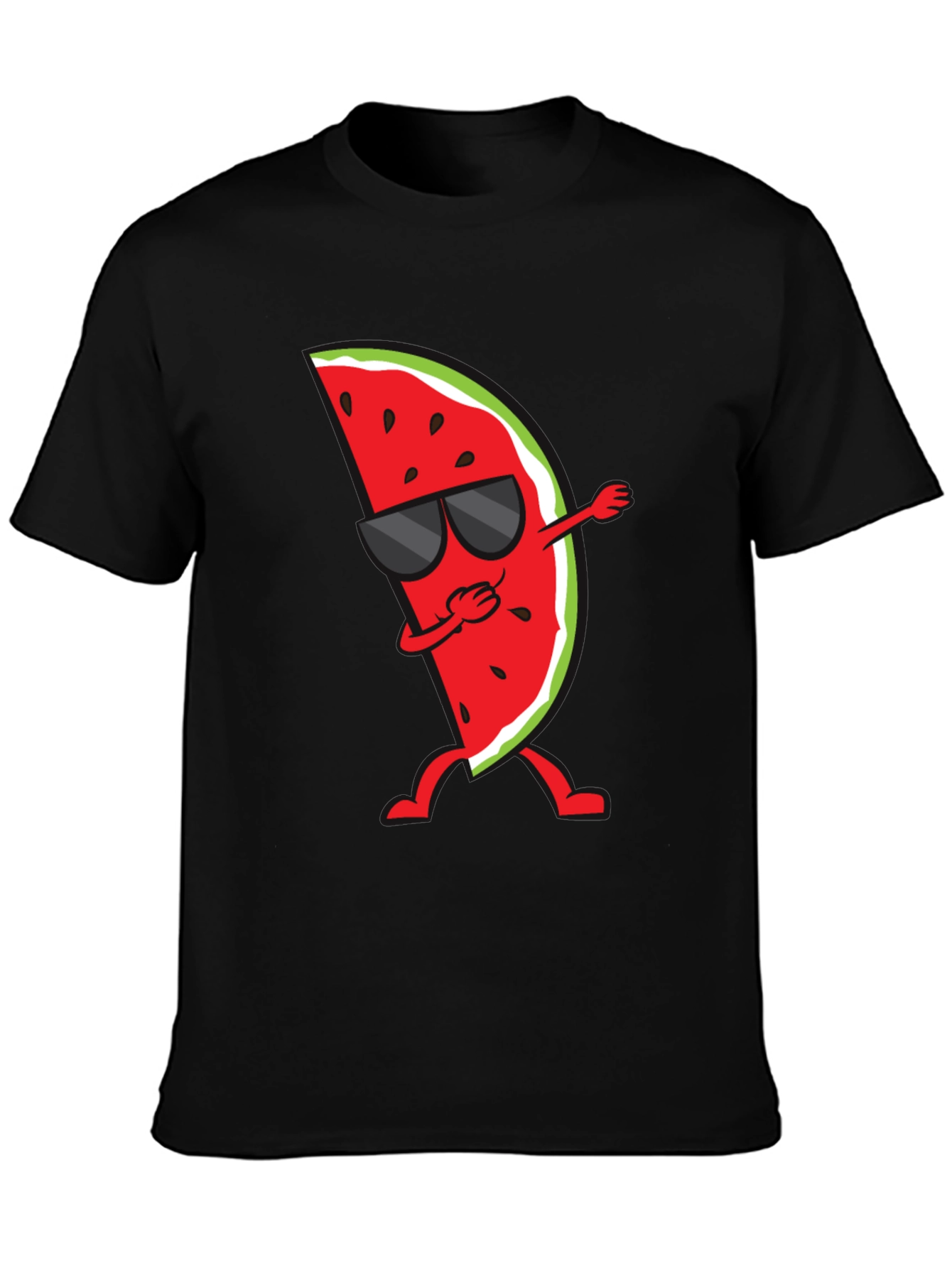 Black Dabbing Watermelon Graphic Tee - Summer Fun Shirt view 3