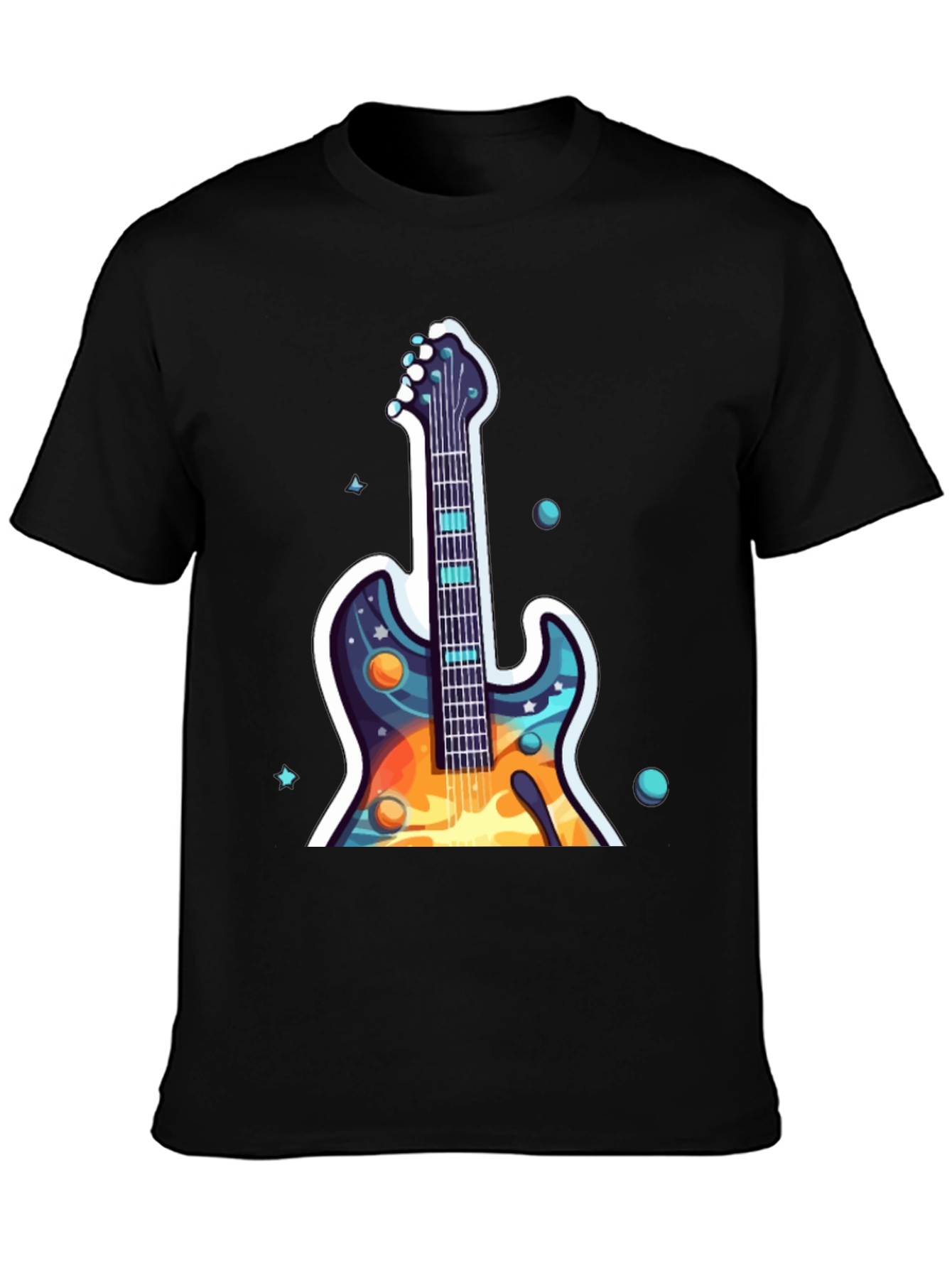 Black Cosmic Guitar Graphic Tee - Black Cotton Comfort view 3