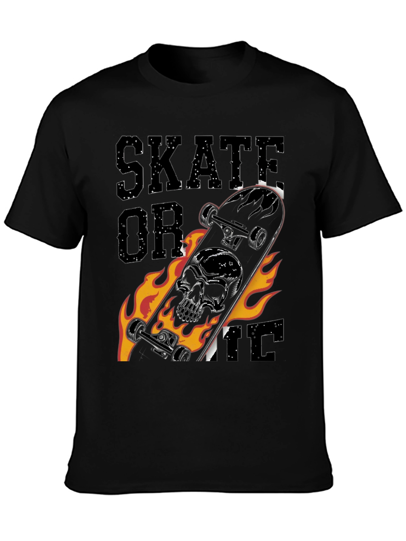 Black Skate or Die Skull Skateboard T-Shirt view 3