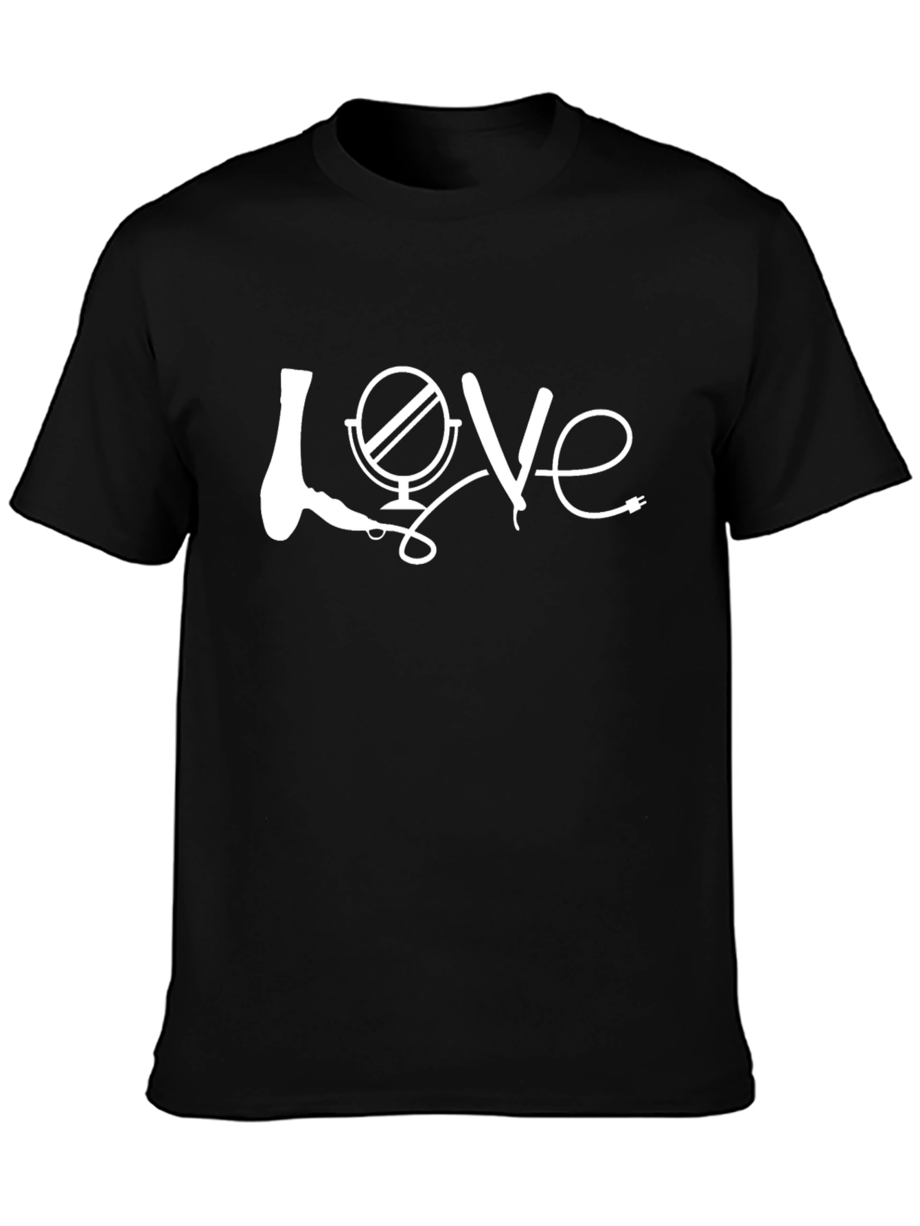 Black Hairdresser LOVE Graphic Tee - Barber Stylist T-Shirt view 3