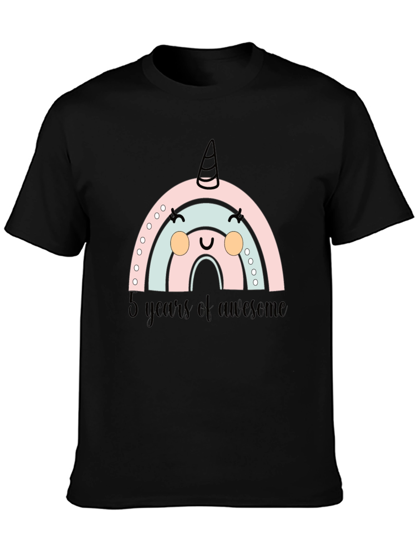 Cute Rainbow Unicorn 5th Birthday T-Shirt - 3
