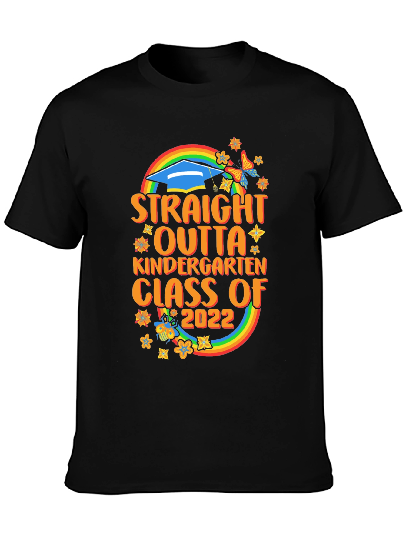 Black Straight Outta Kindergarten Class of 2022 Graduation T-Shirt view 3