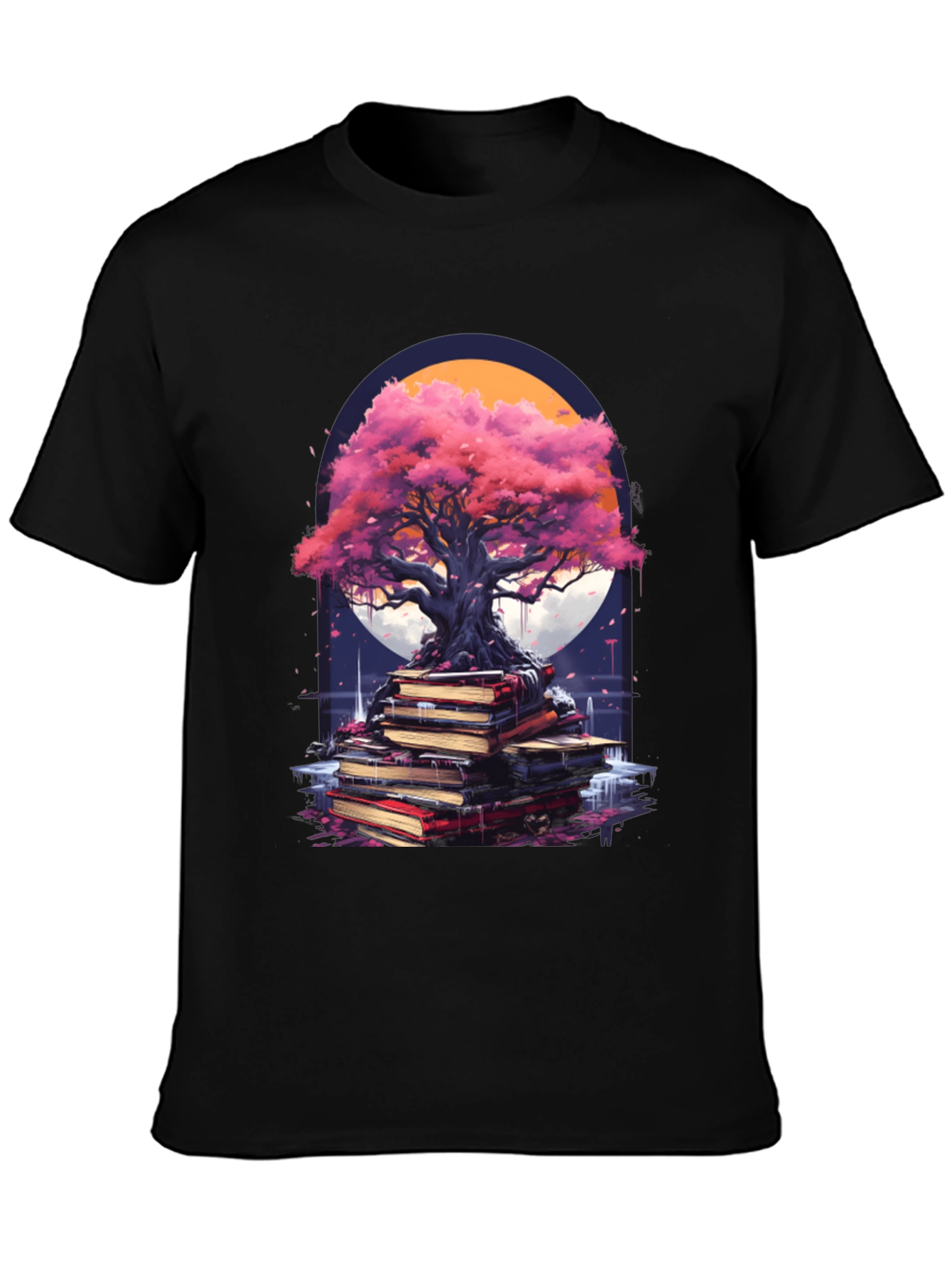 Black Enlightenment Tree on Books T-Shirt view 3