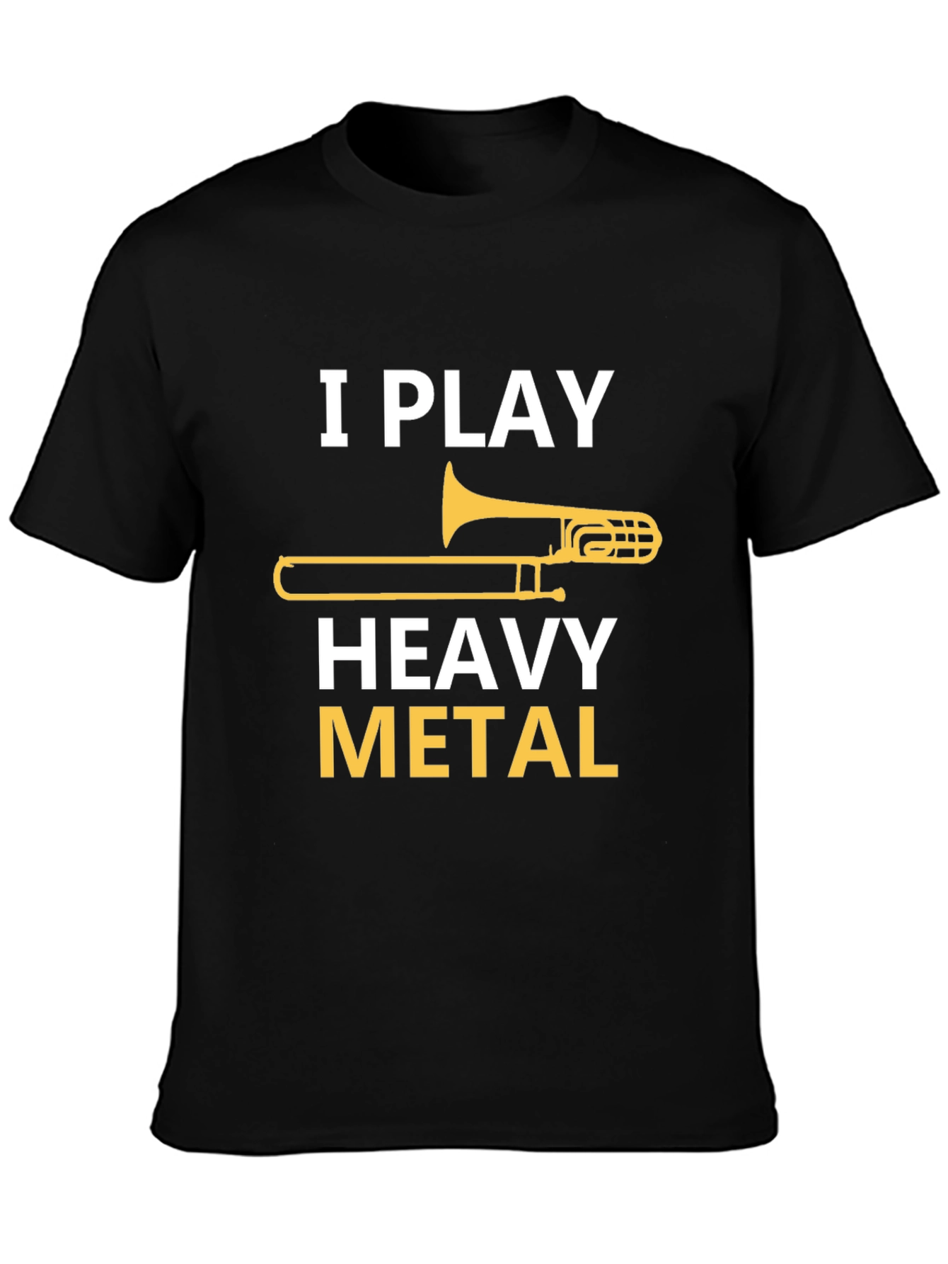 Black I Play Heavy Metal Trombone T-Shirt view 3