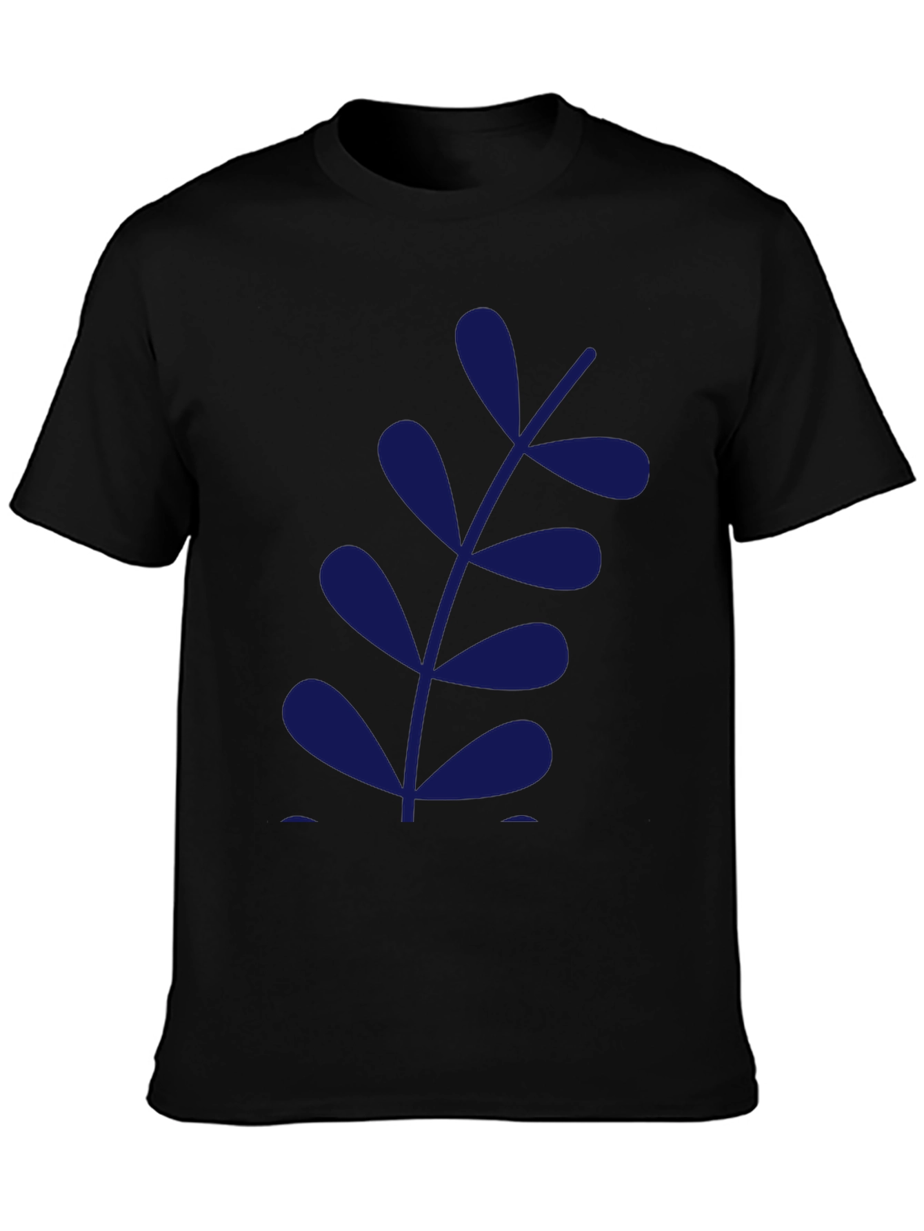 Black Black Tee with Modern Leaf Design view 3