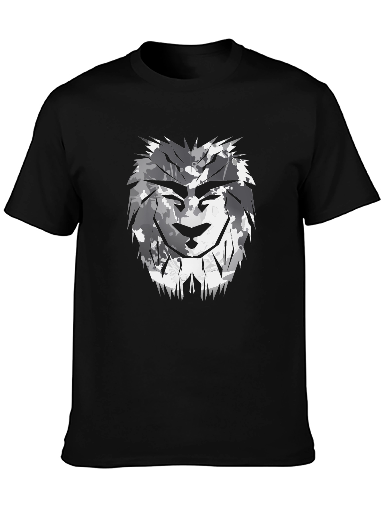 Black Lion Camo Graphic Print Black T-Shirt view 3