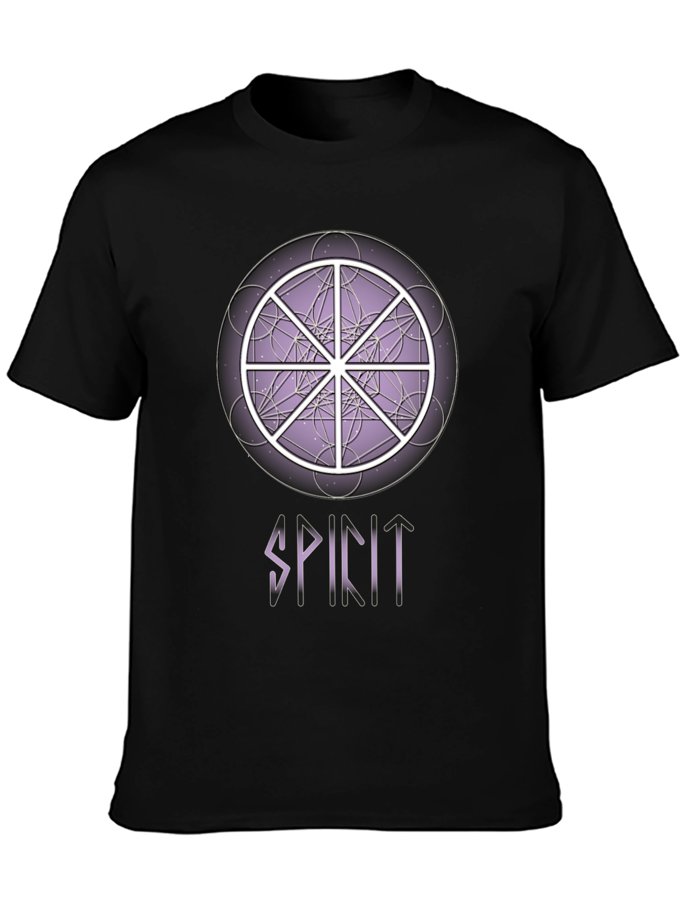 Black Spirit Wheel T-Shirt - Geometric Design, Soft Cotton Tee view 3