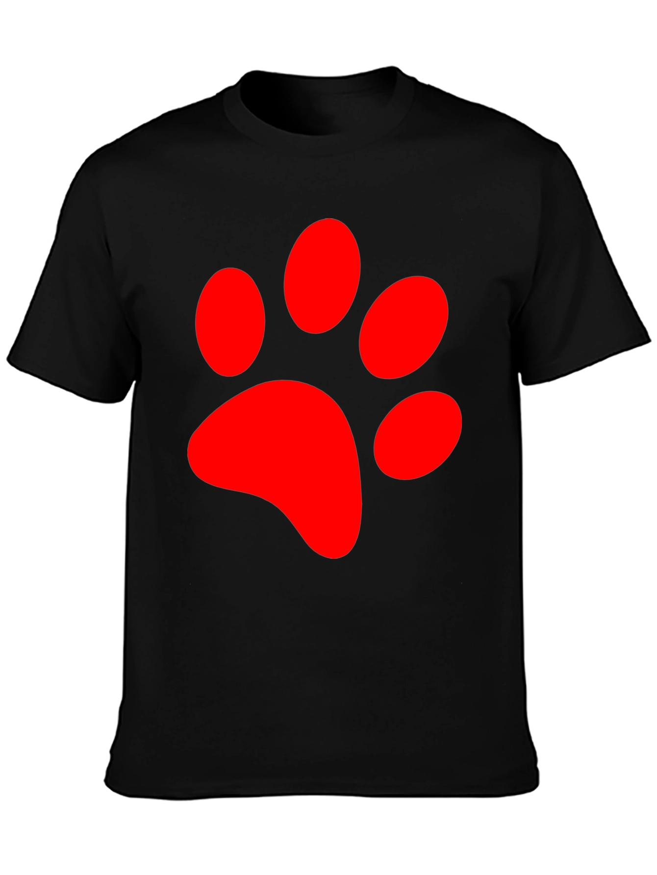 Black Red Paw Print Graphic Tee - Black Casual T-Shirt view 3