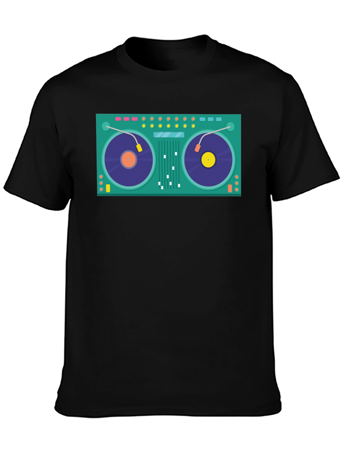 Black DJ Turntable Graphic Black T-Shirt view 3