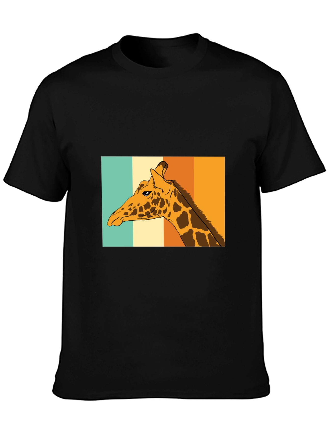 Black Retro Giraffe T-Shirt - Cool Animal Graphic Tee view 3
