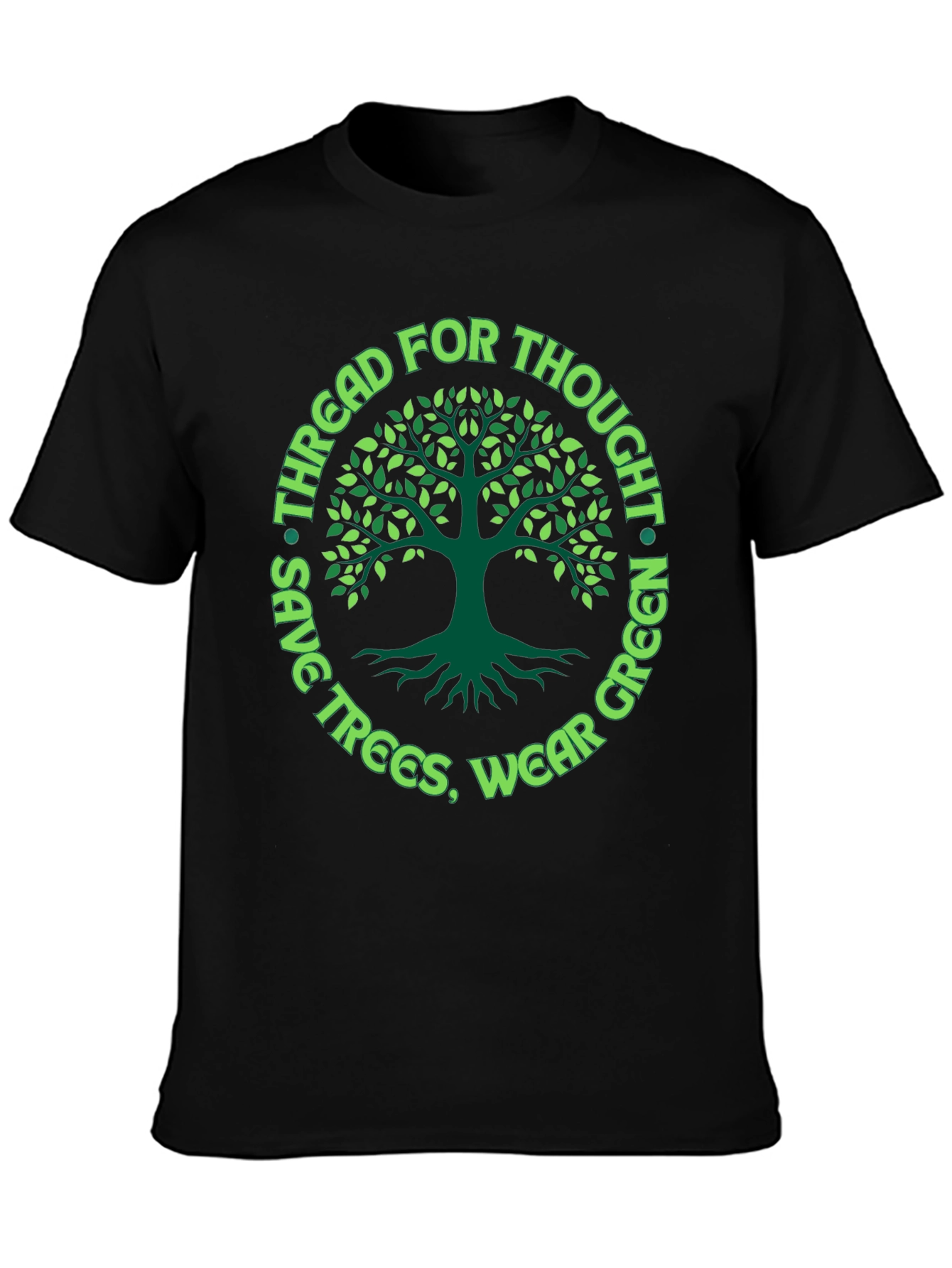 Black Eco-Friendly Tree Graphic Tee - Save Trees, Wear Green! view 3