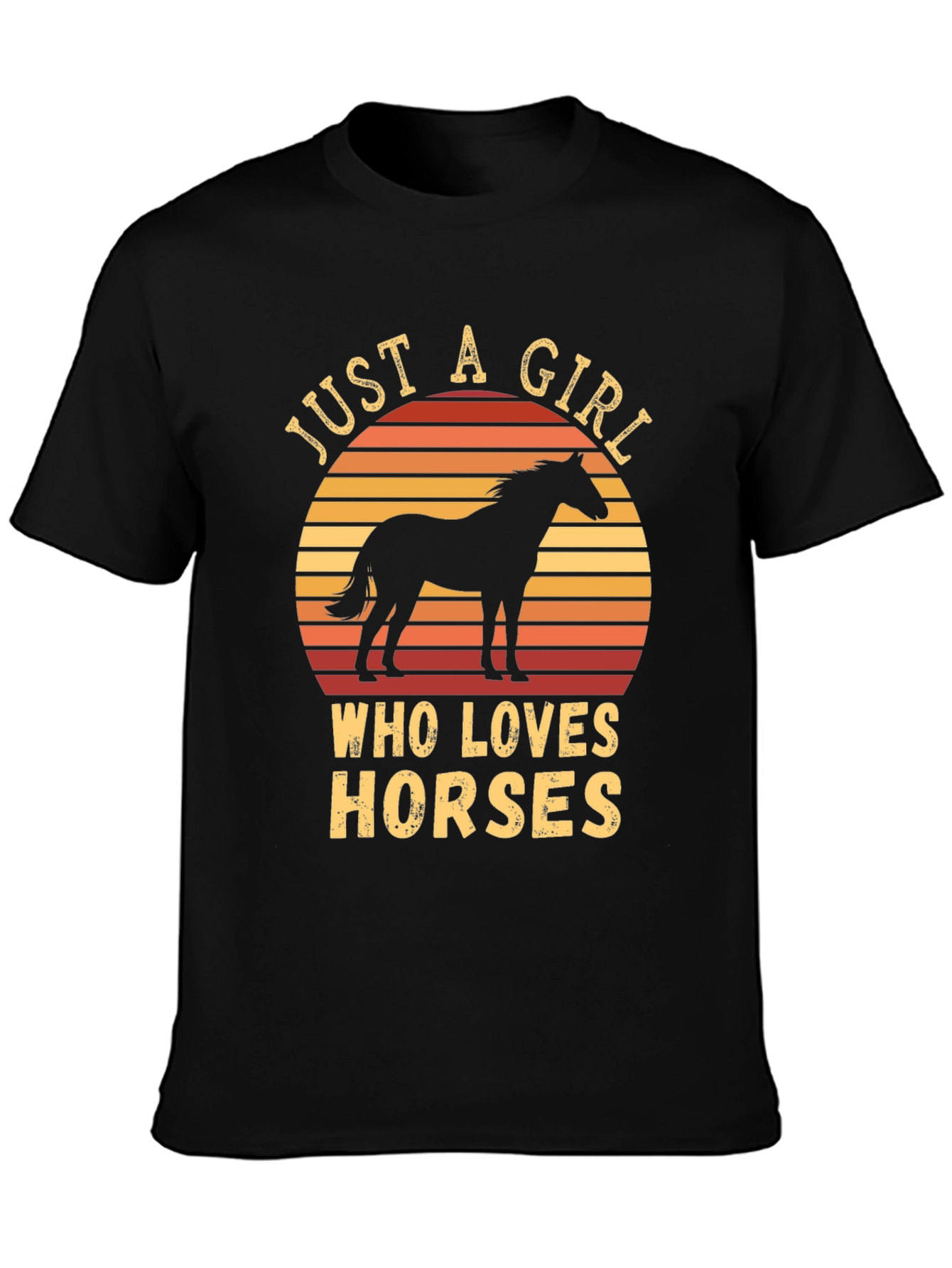 Black Just A Girl Who Loves Horses T-Shirt view 3