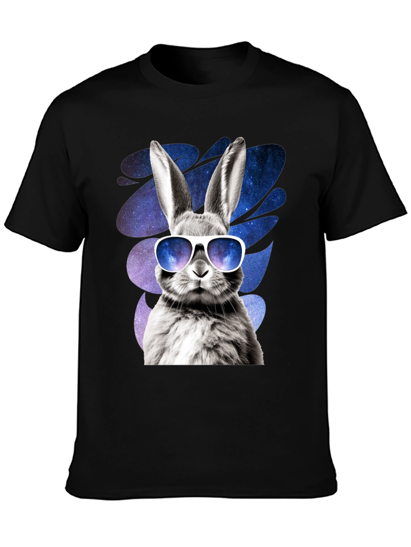 Black Cool Rabbit Graphic Tee - Galaxy Shades Design view 3