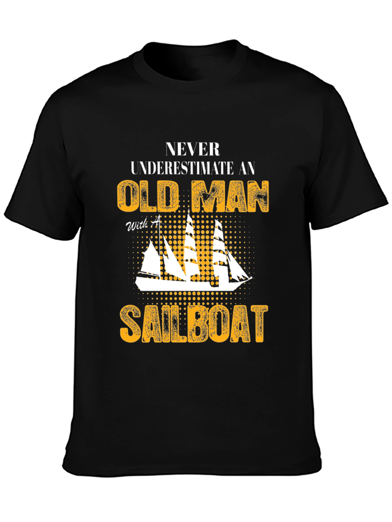 Black Old Man Sailboat Graphic Tee view 3